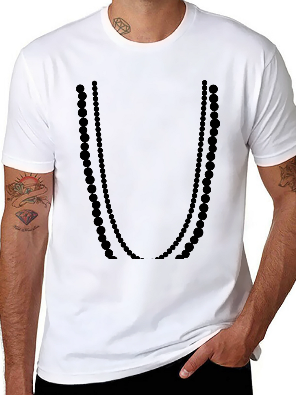 Black Beaded Necklace Graphic Tee