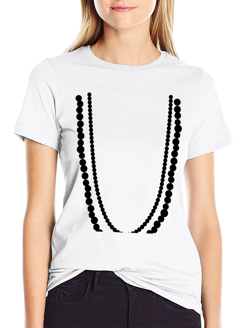 Black Beaded Necklace Graphic Tee