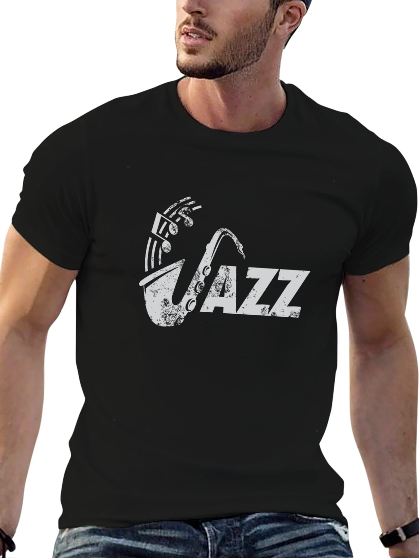 JAZZ Saxophone Black T-Shirt - Music Lovers Tee