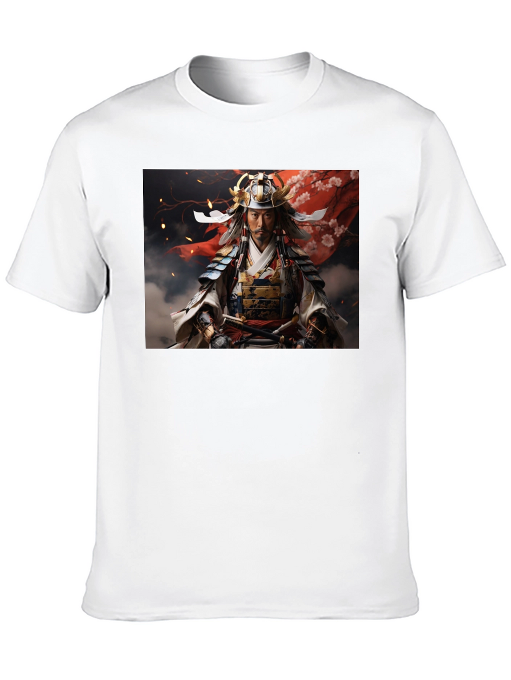 Samurai Warrior Graphic Tee - Black Cotton Blend