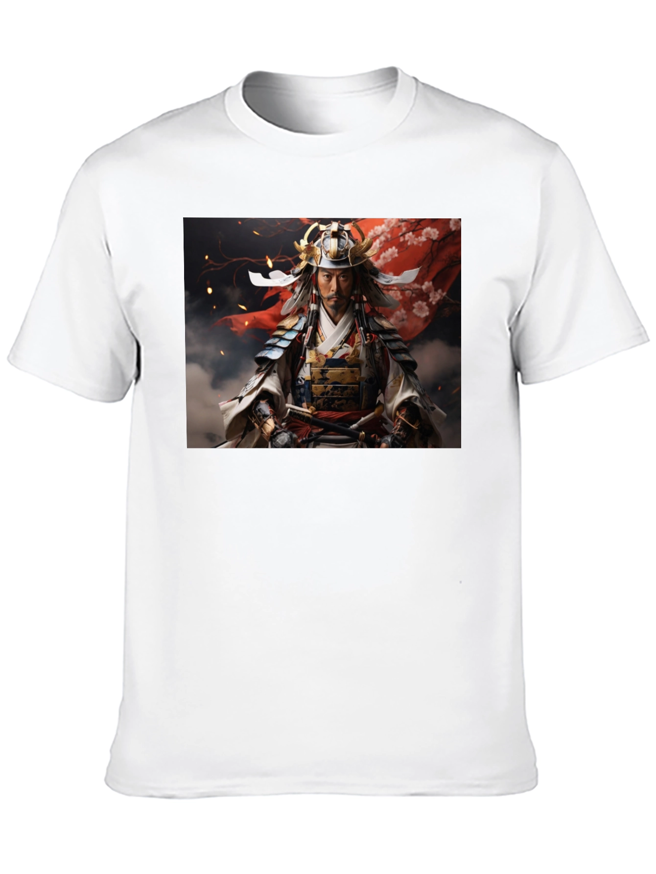 Samurai Warrior Graphic Tee - Black Cotton Blend