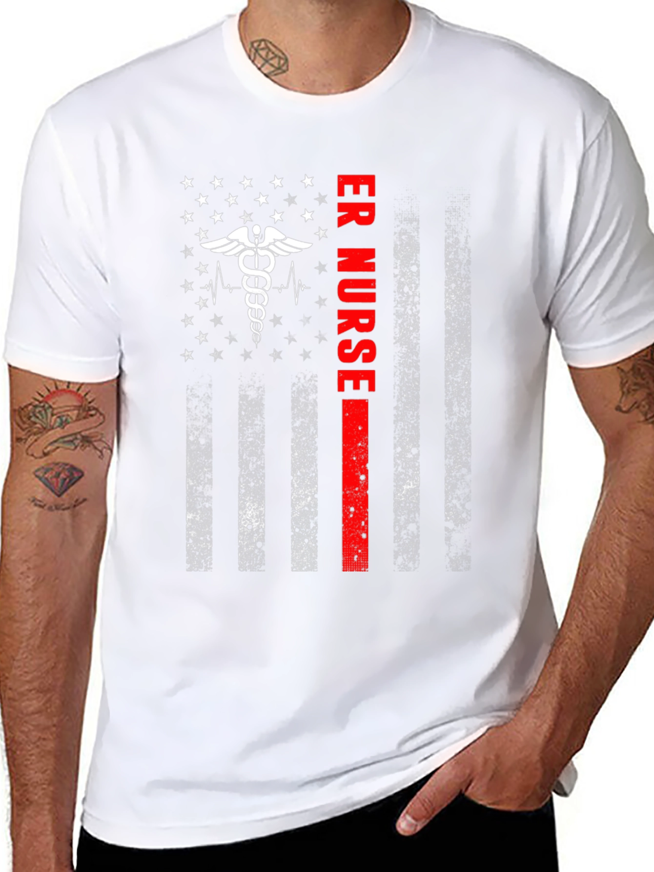 ER Nurse American Flag Graphic Tee