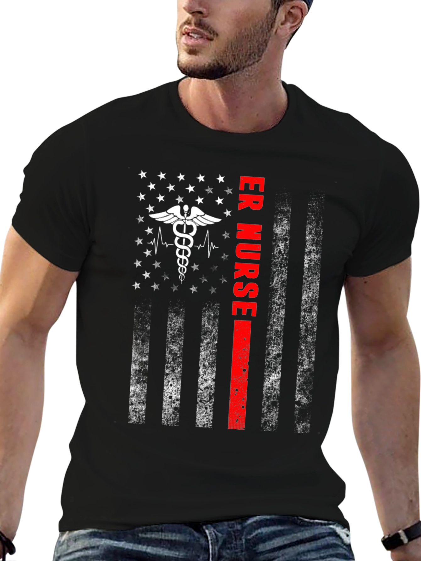 ER Nurse American Flag Graphic Tee