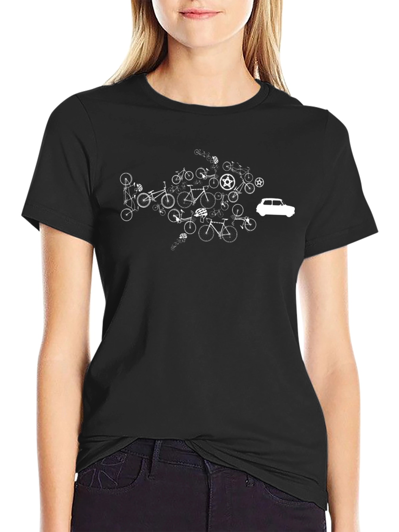 Bicycle Car T-Shirt - Black Cotton Tee