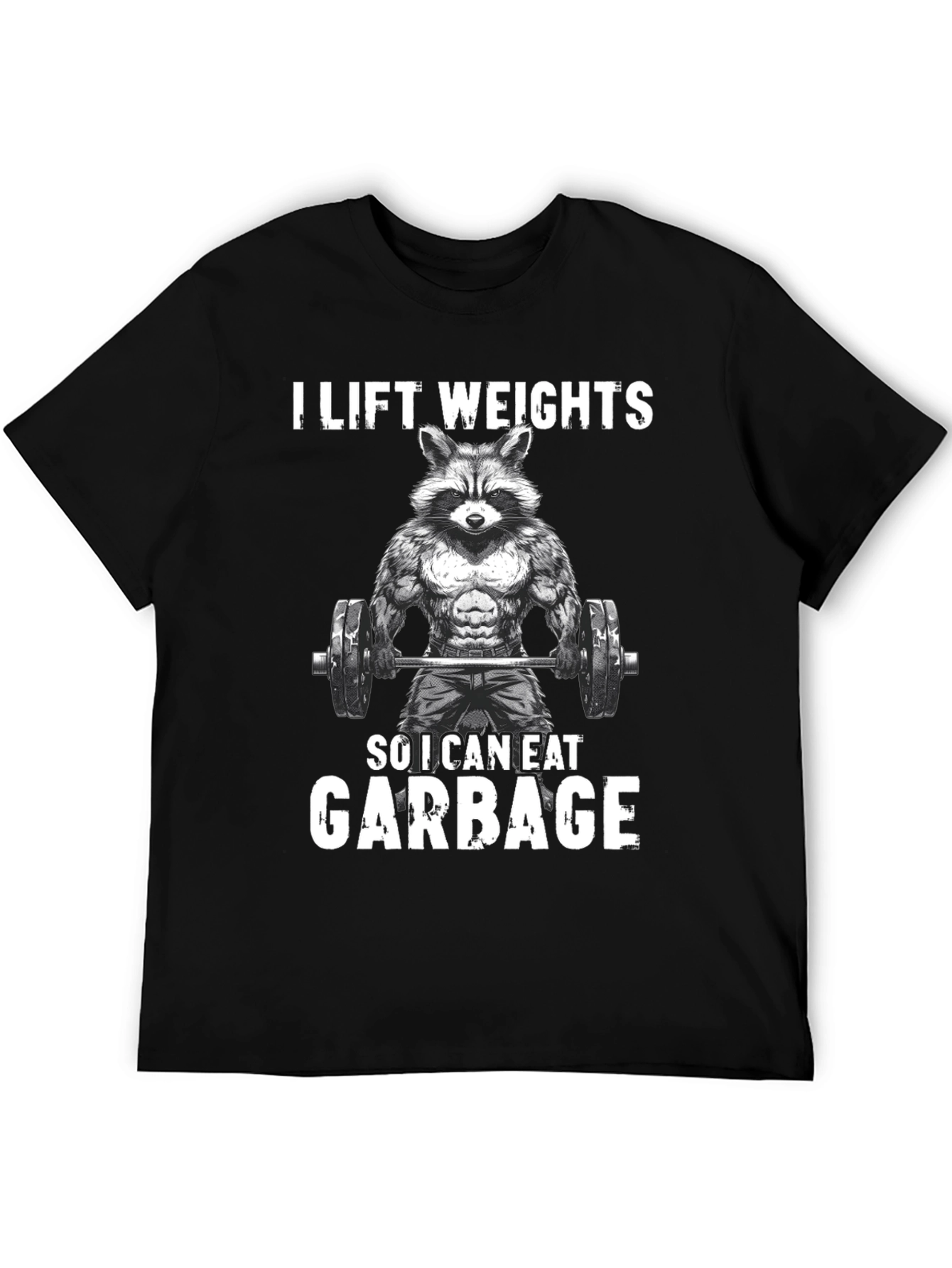 Funny Raccoon Weightlifting Graphic Tee