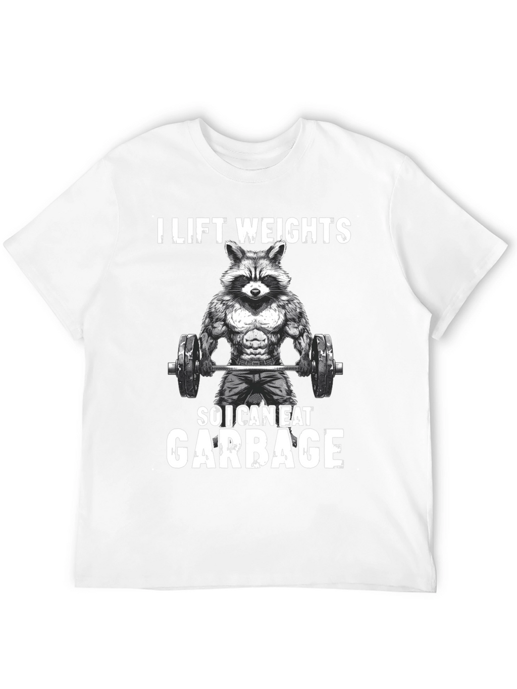 Funny Raccoon Weightlifting Graphic Tee