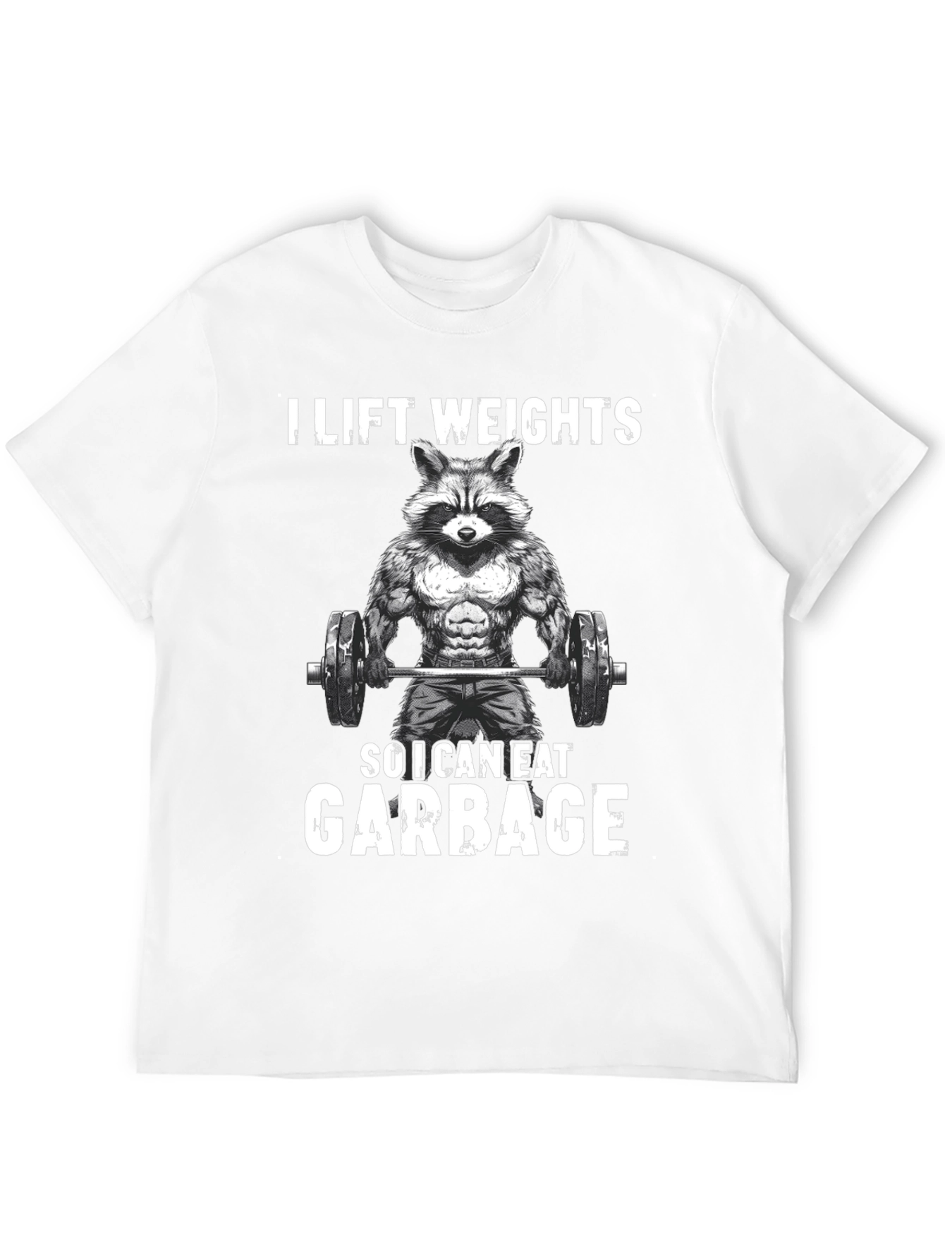 Funny Raccoon Weightlifting Graphic Tee