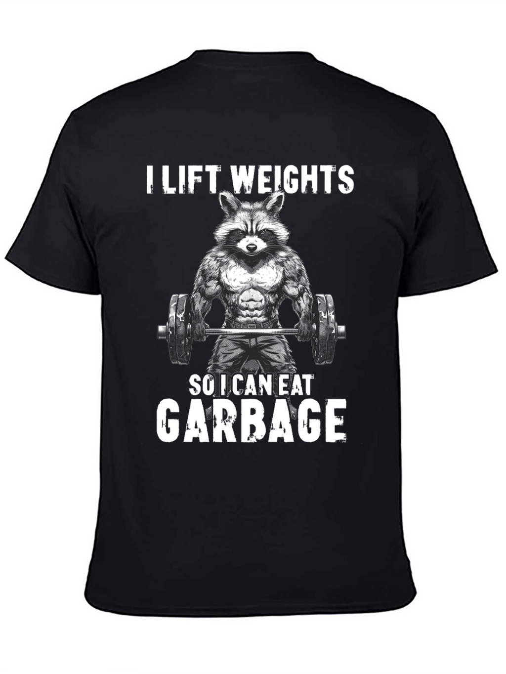 Funny Raccoon Weightlifting Graphic Tee