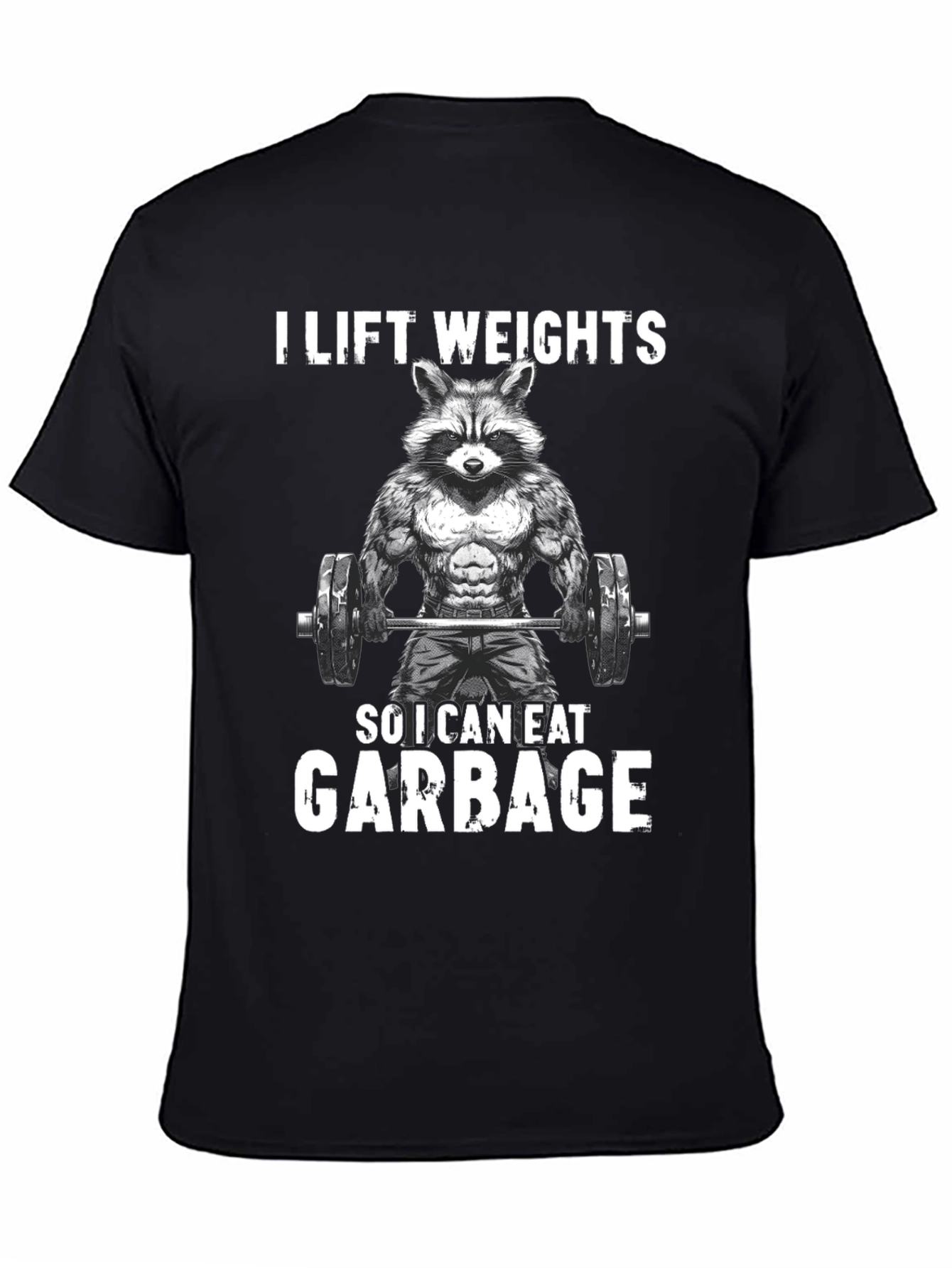 Funny Raccoon Weightlifting Graphic Tee