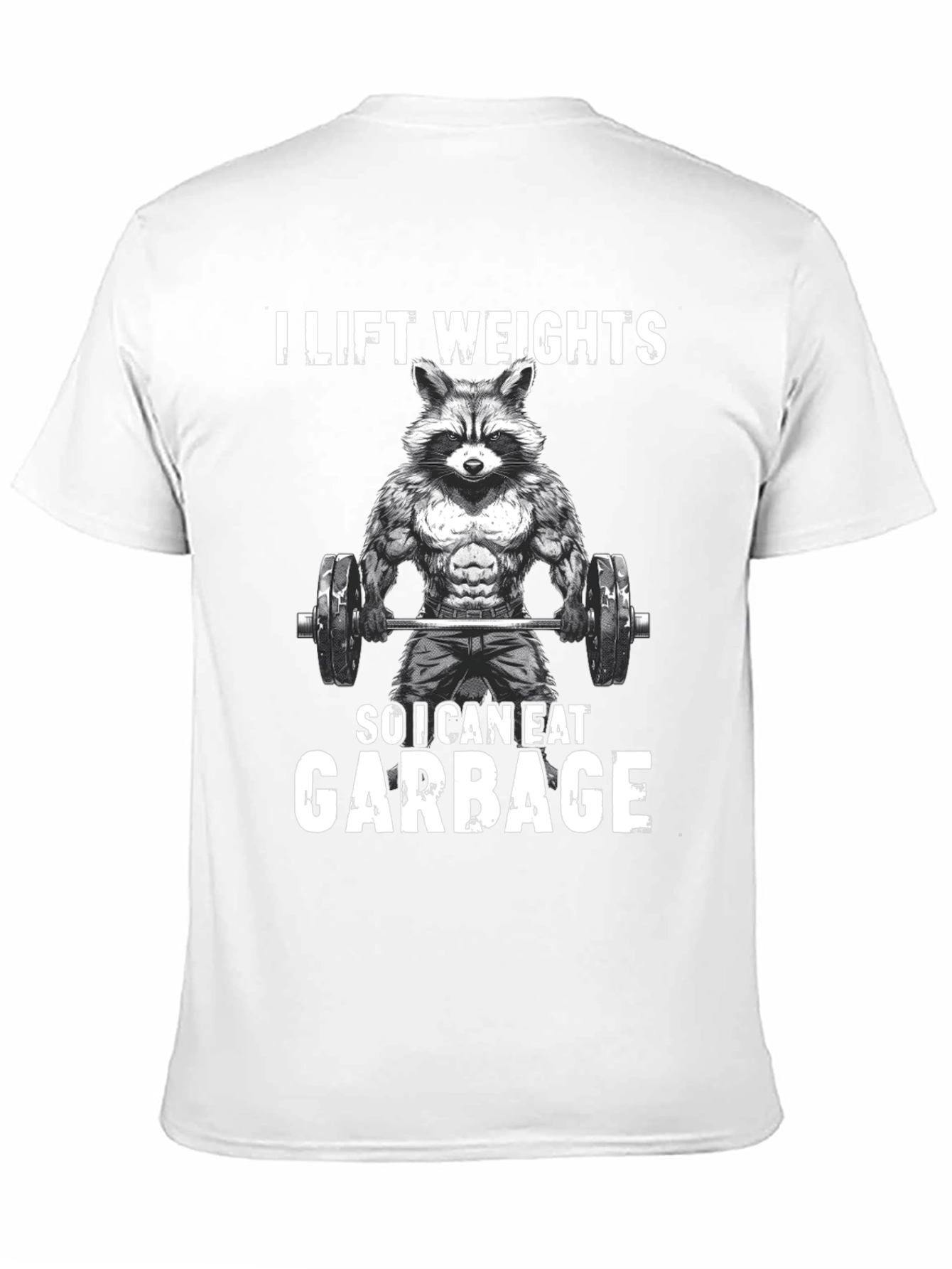 Funny Raccoon Weightlifting Graphic Tee