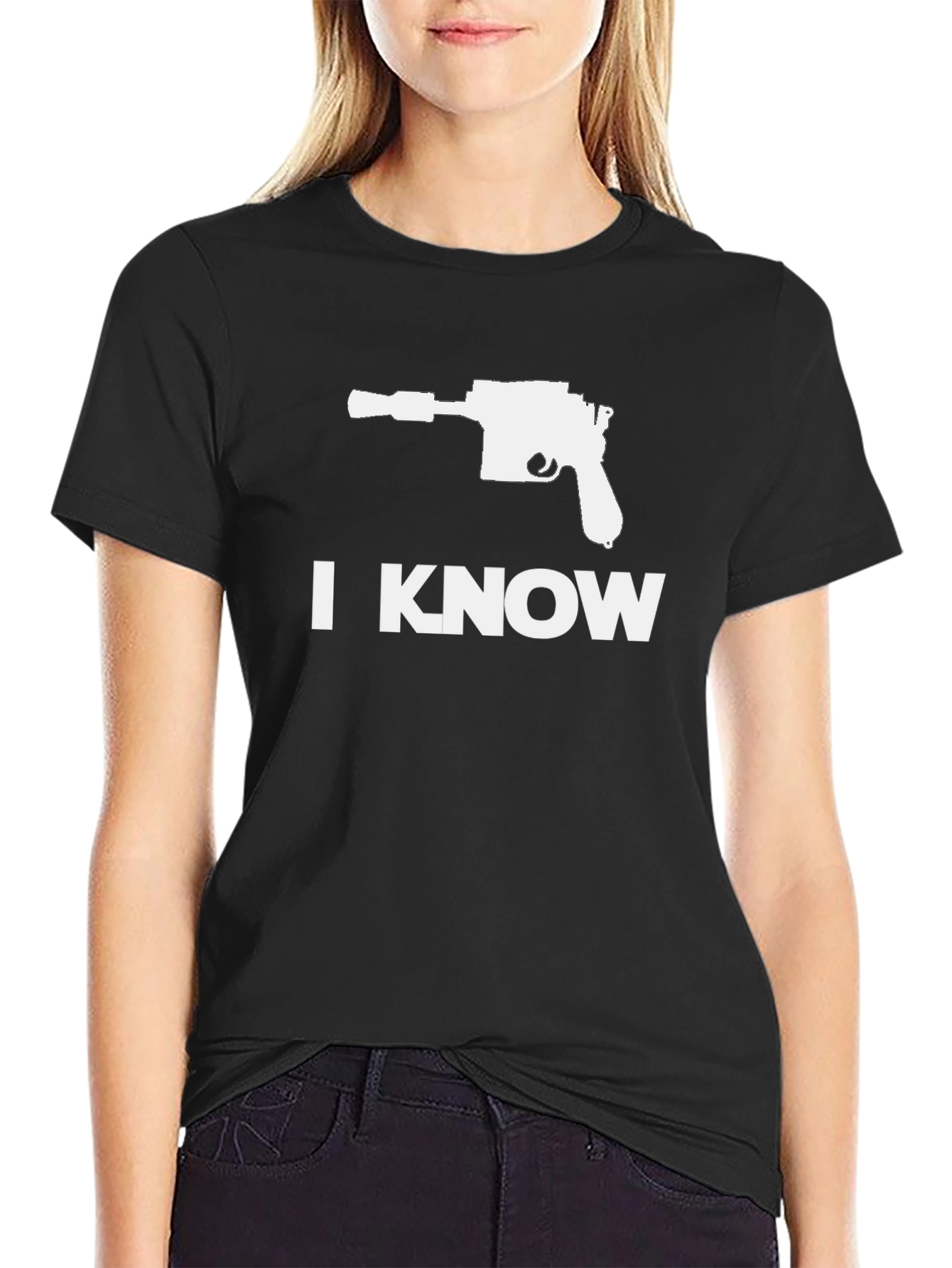 I Know Han Solo Blaster Tee - Black Cotton Blend Star Wars Shirt