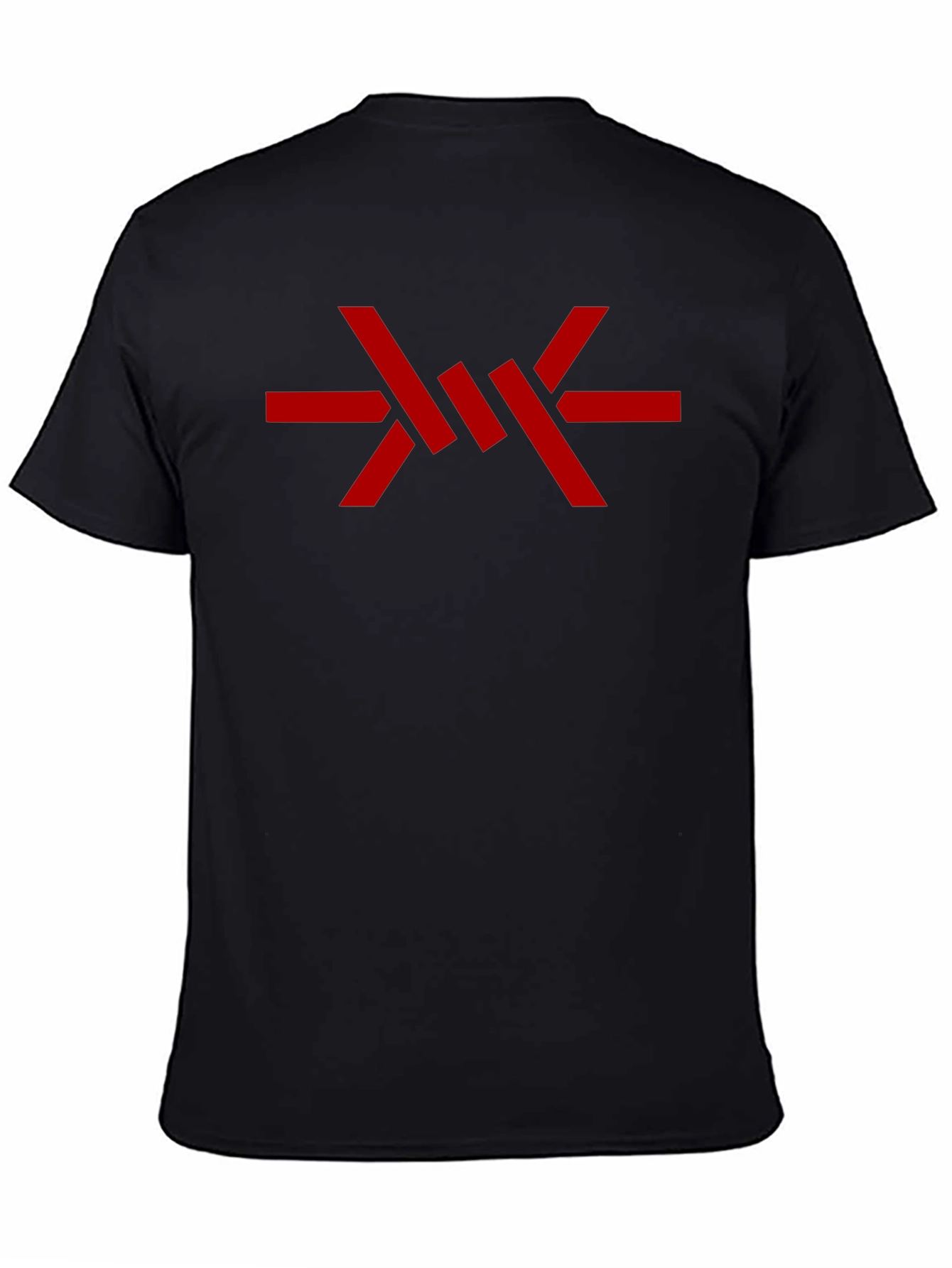 Mens Black Graphic Tee - Abstract Red Design