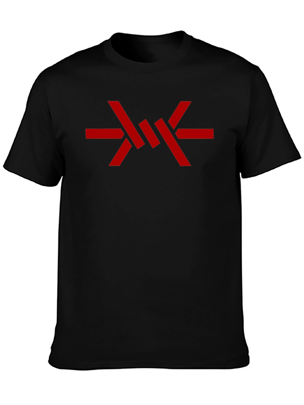 Mens Black Graphic Tee - Abstract Red Design