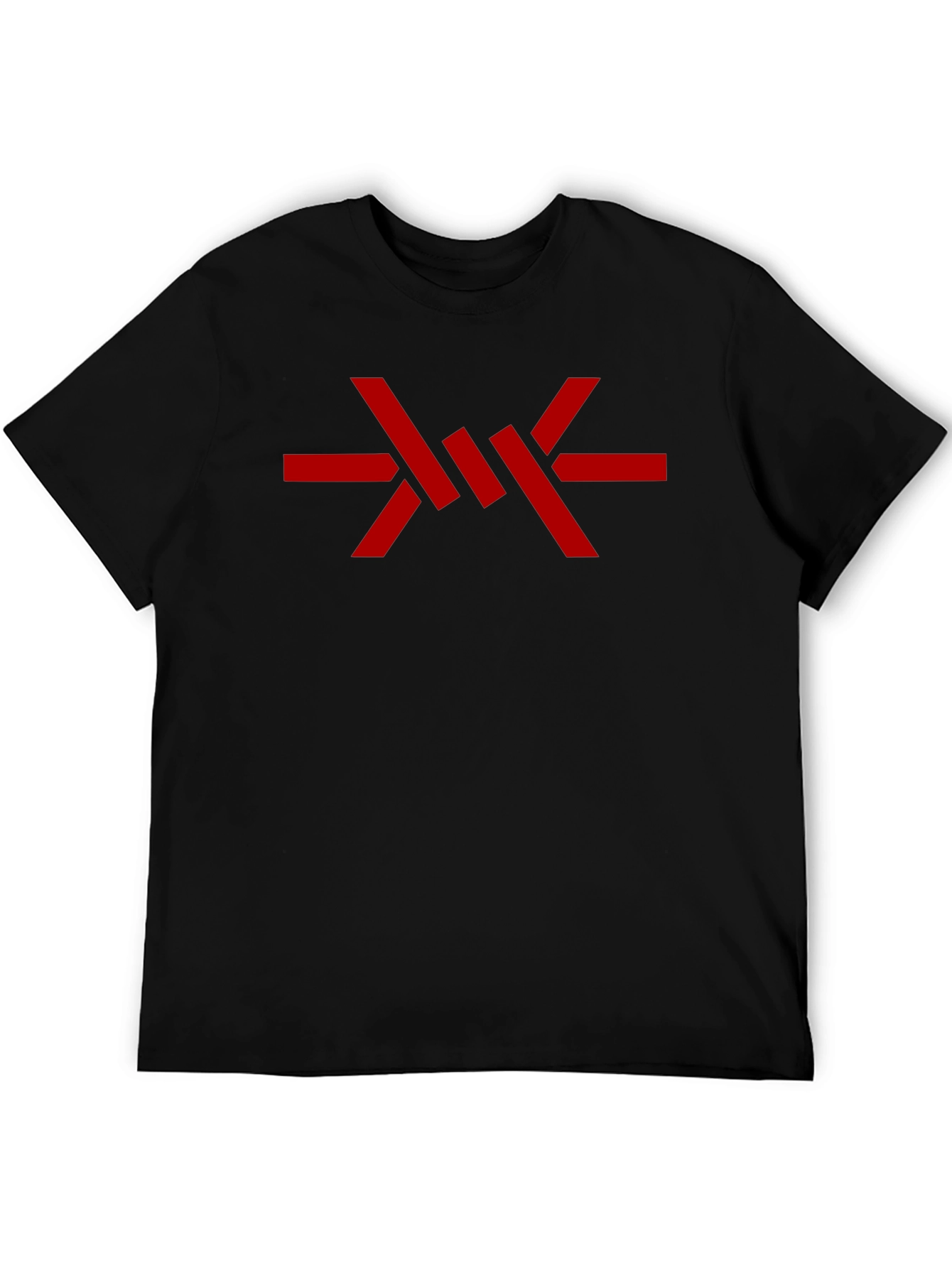 Mens Black Graphic Tee - Abstract Red Design