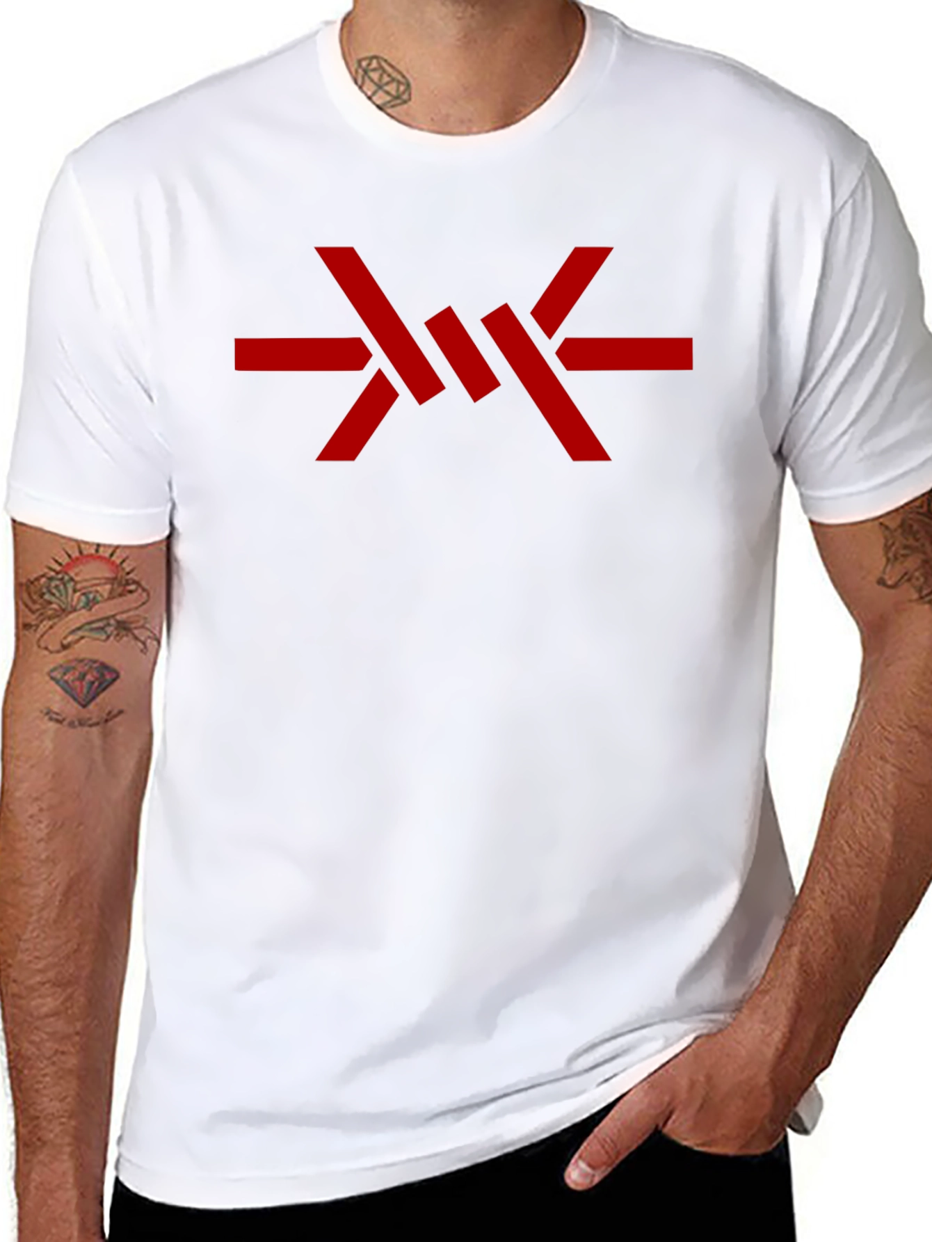 Mens Black Graphic Tee - Abstract Red Design