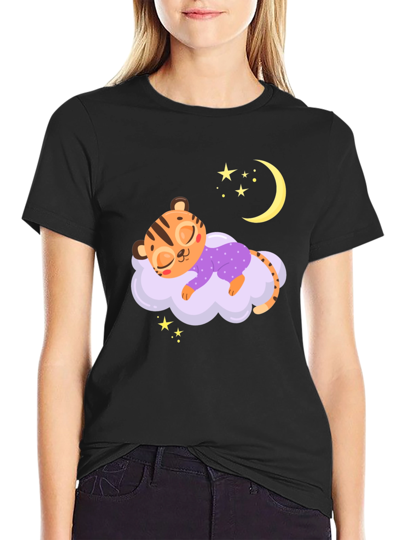 Cute Sleeping Tiger on Cloud T-Shirt