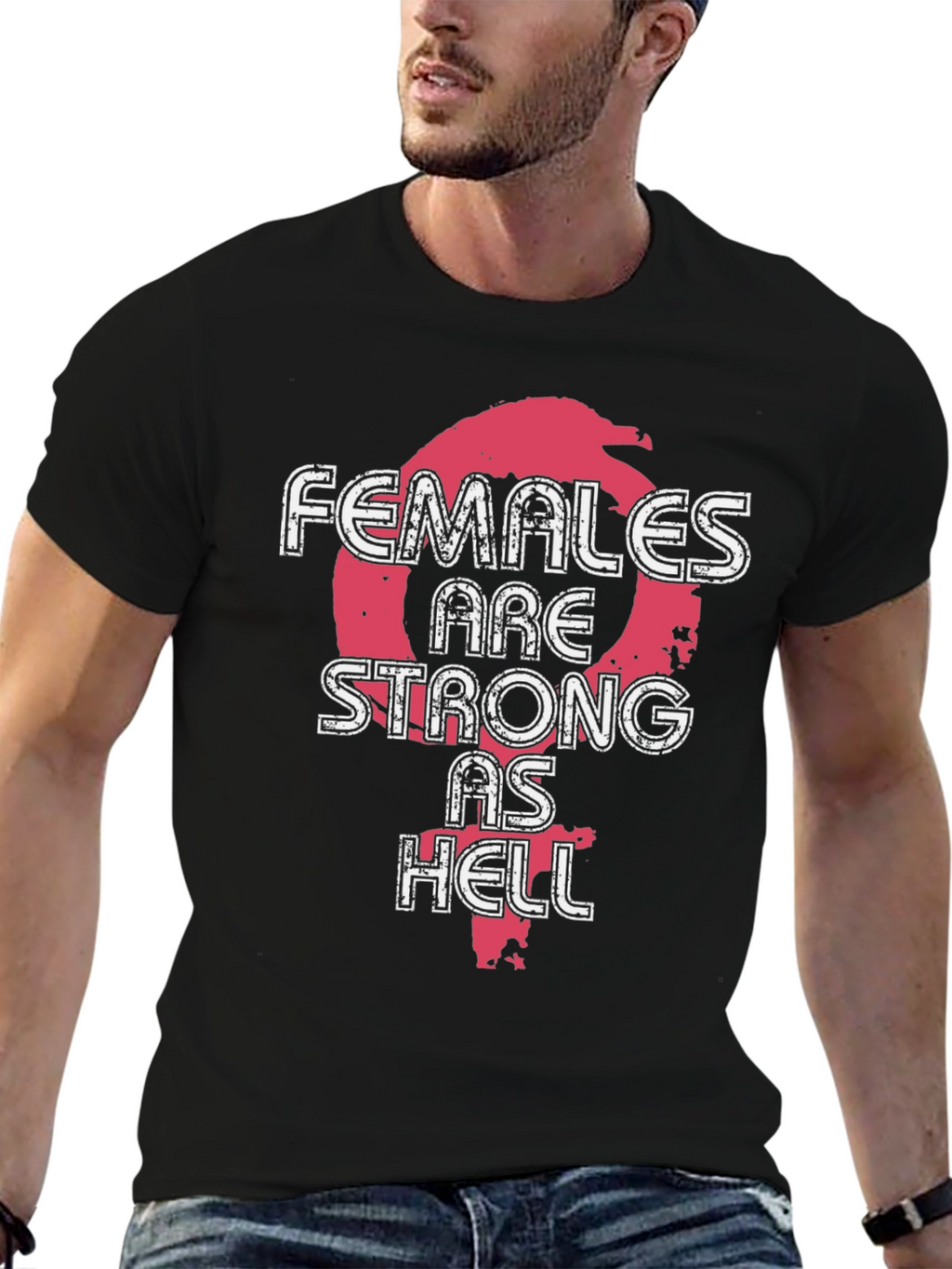 Females Are Strong As Hell Graphic Tee - Black