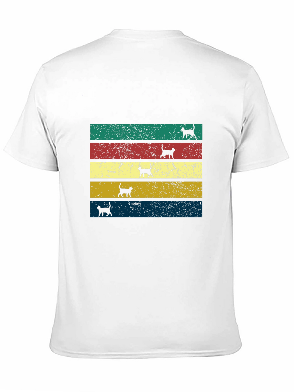 Retro Cat Silhouette Striped T-Shirt