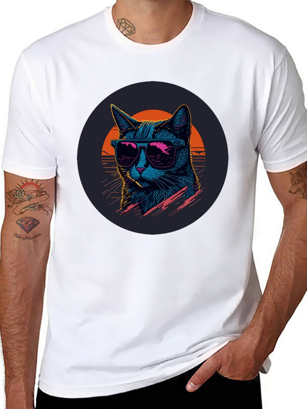 Retro Cat T-Shirt - Cool Cat with Sunglasses