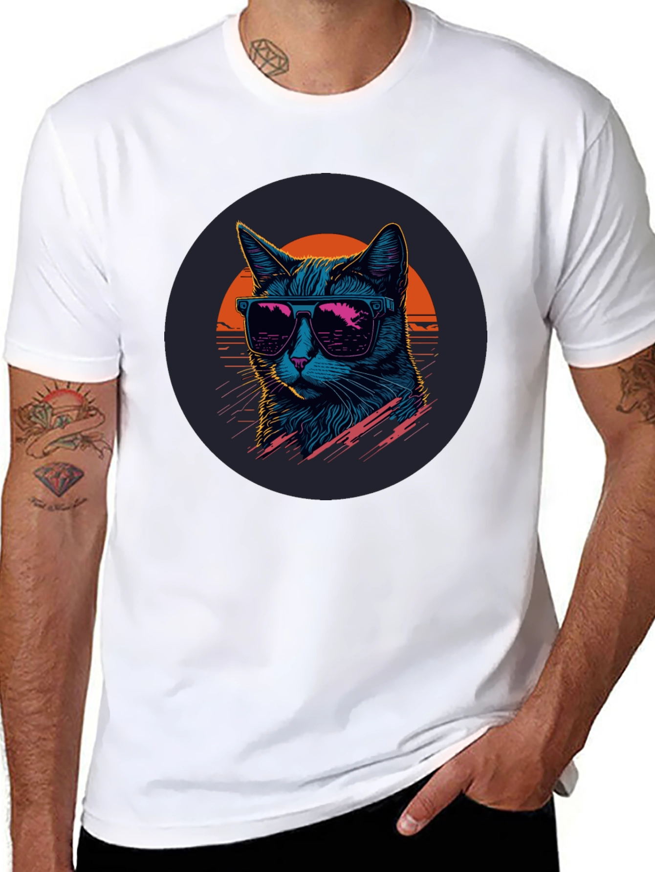 Retro Cat T-Shirt - Cool Cat with Sunglasses