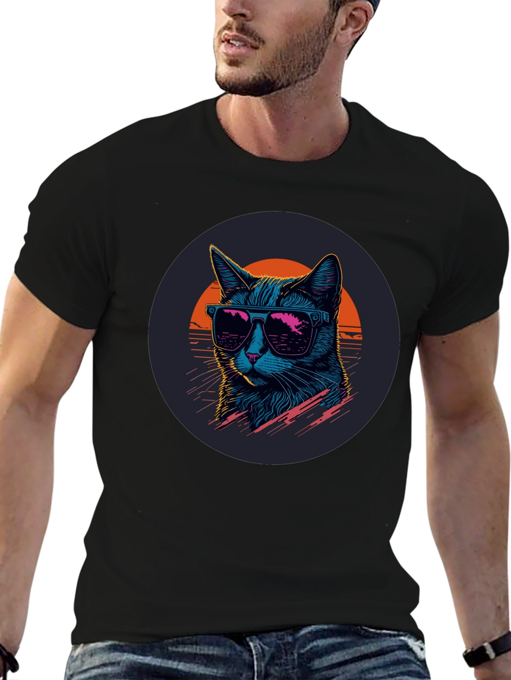 Retro Cat T-Shirt - Cool Cat with Sunglasses