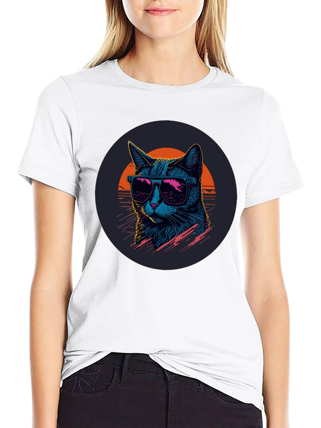 Retro Cat T-Shirt - Cool Cat with Sunglasses