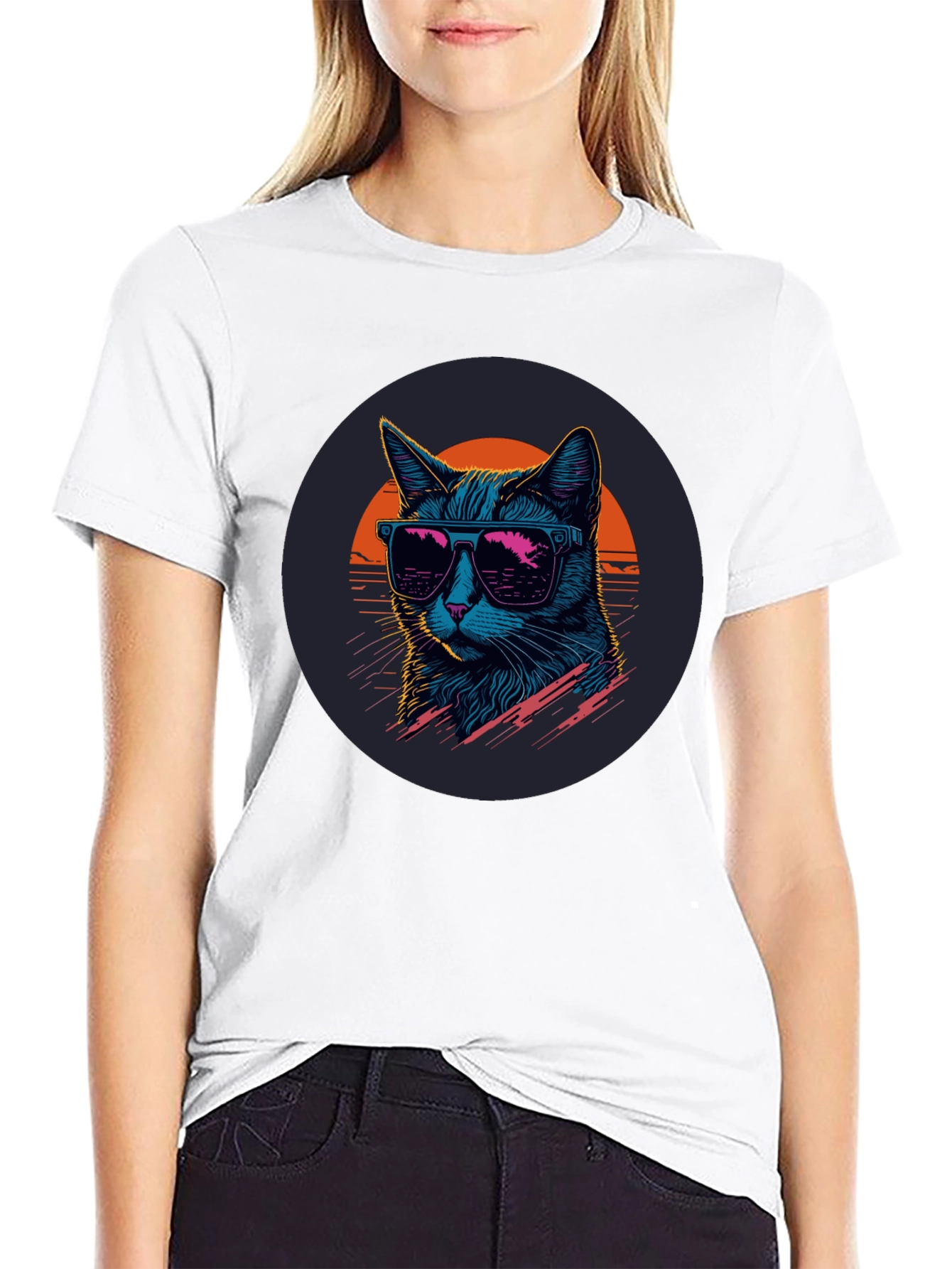 Retro Cat T-Shirt - Cool Cat with Sunglasses