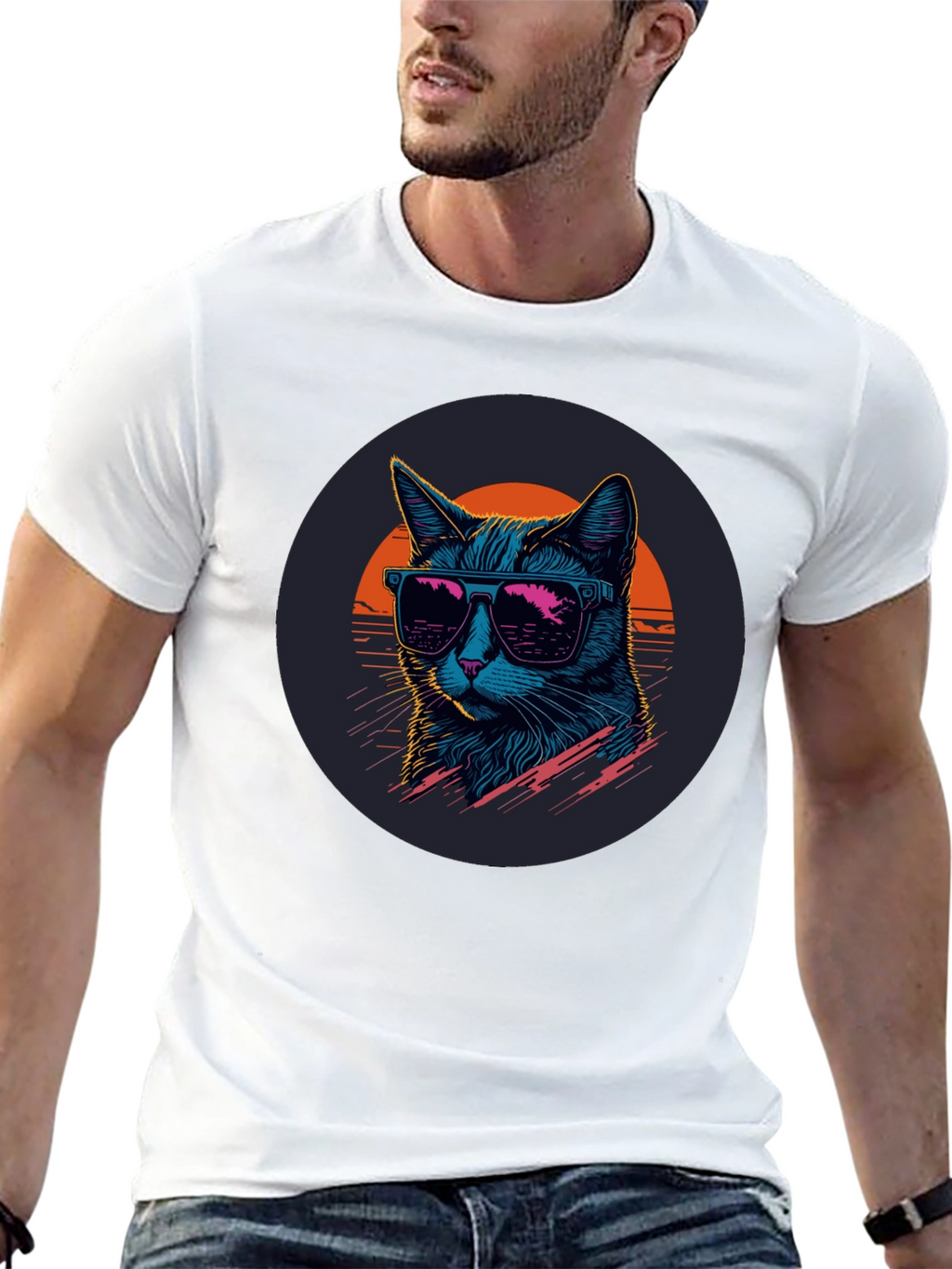 Retro Cat T-Shirt - Cool Cat with Sunglasses