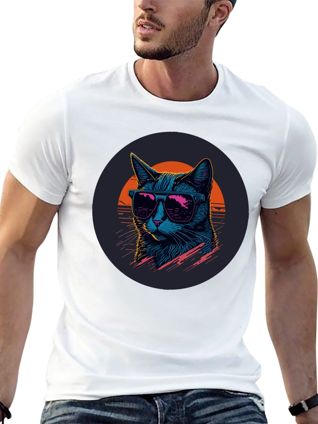 Retro Cat T-Shirt - Cool Cat with Sunglasses