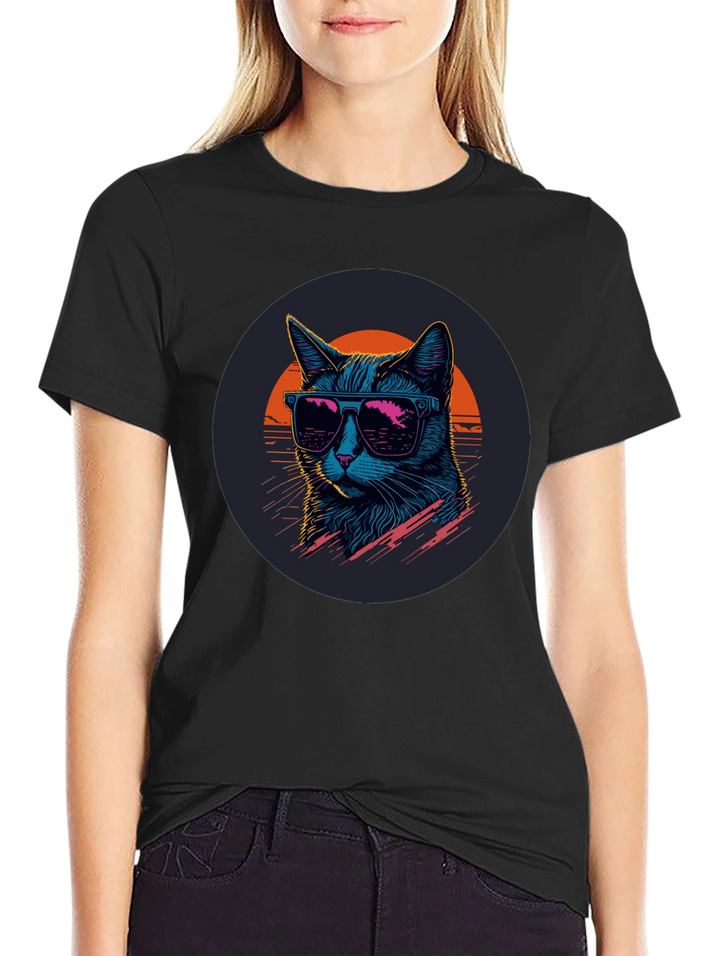 Retro Cat T-Shirt - Cool Cat with Sunglasses