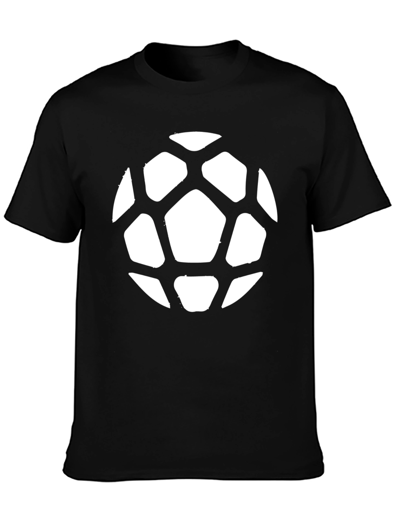 Soccer Ball Graphic Tee - Black Cotton Casual Shirt