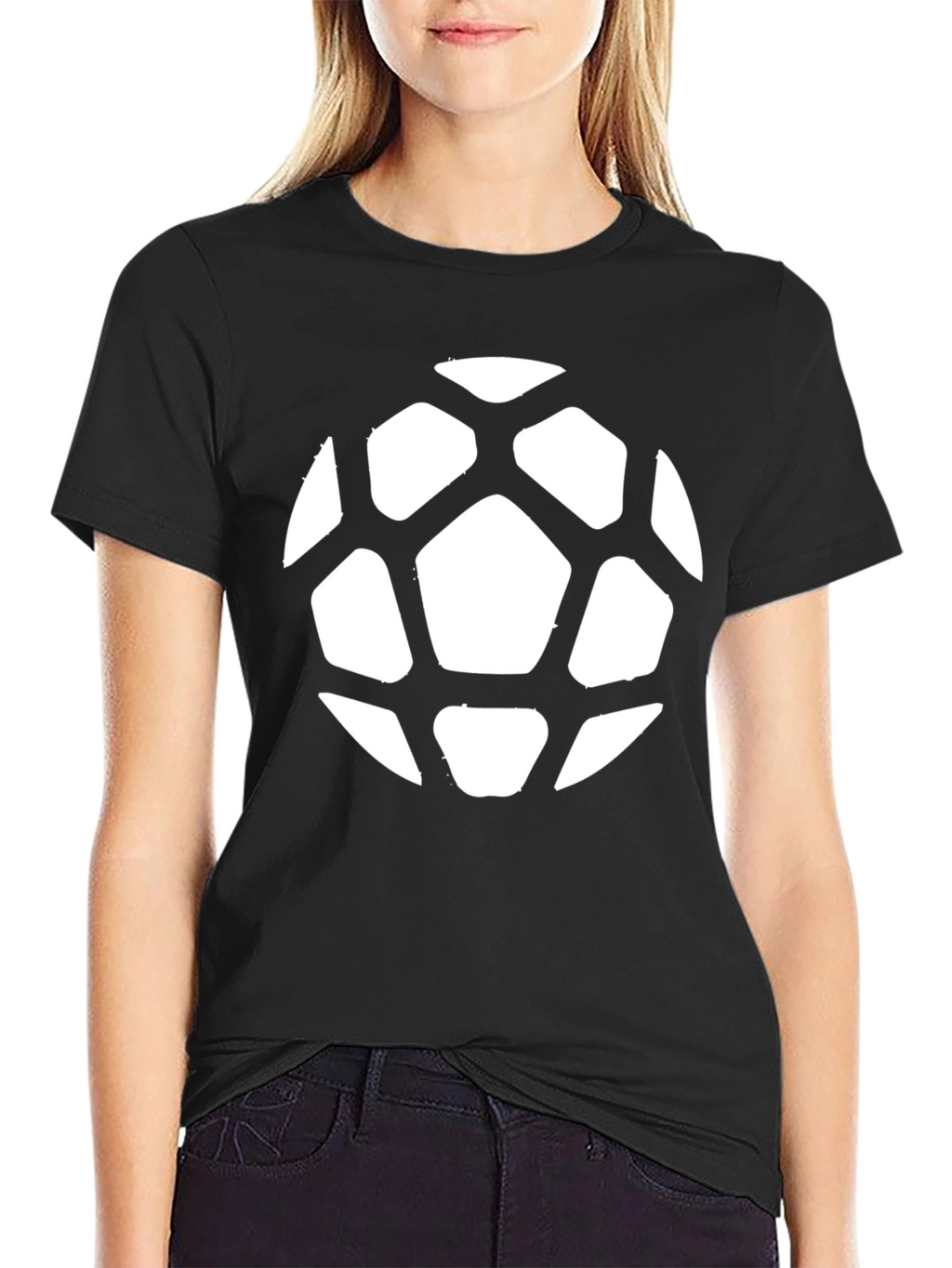 Soccer Ball Graphic Tee - Black Cotton Casual Shirt