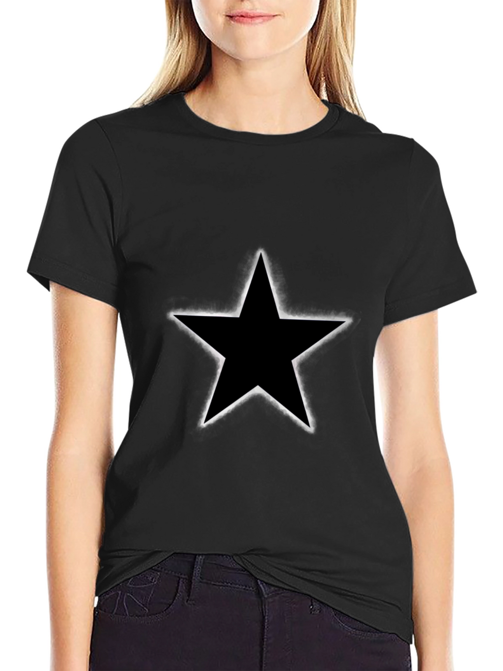 Mens Black Star Graphic T-Shirt - Casual Style