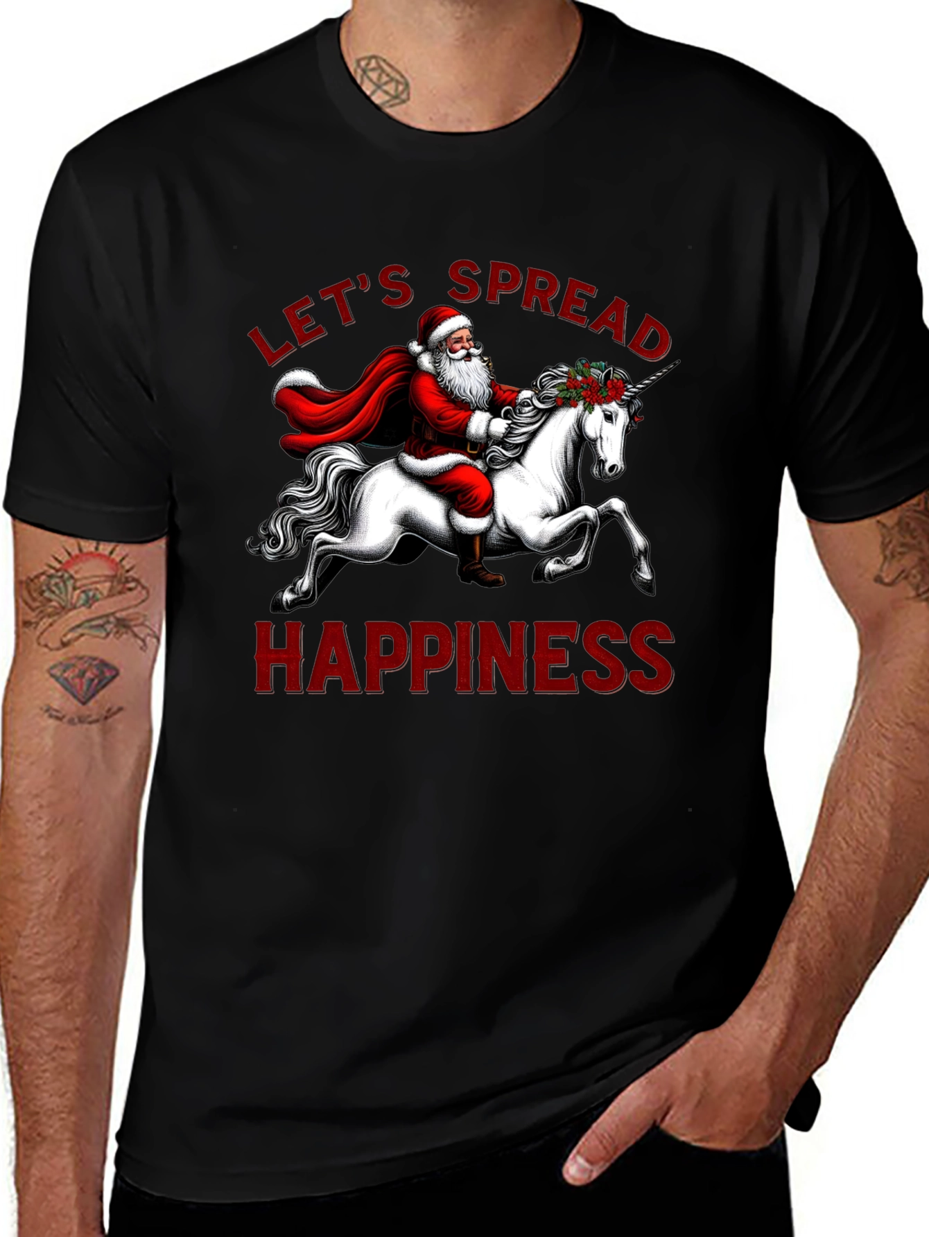 Santa Riding Unicorn T-Shirt - Spread Happiness This Holiday!