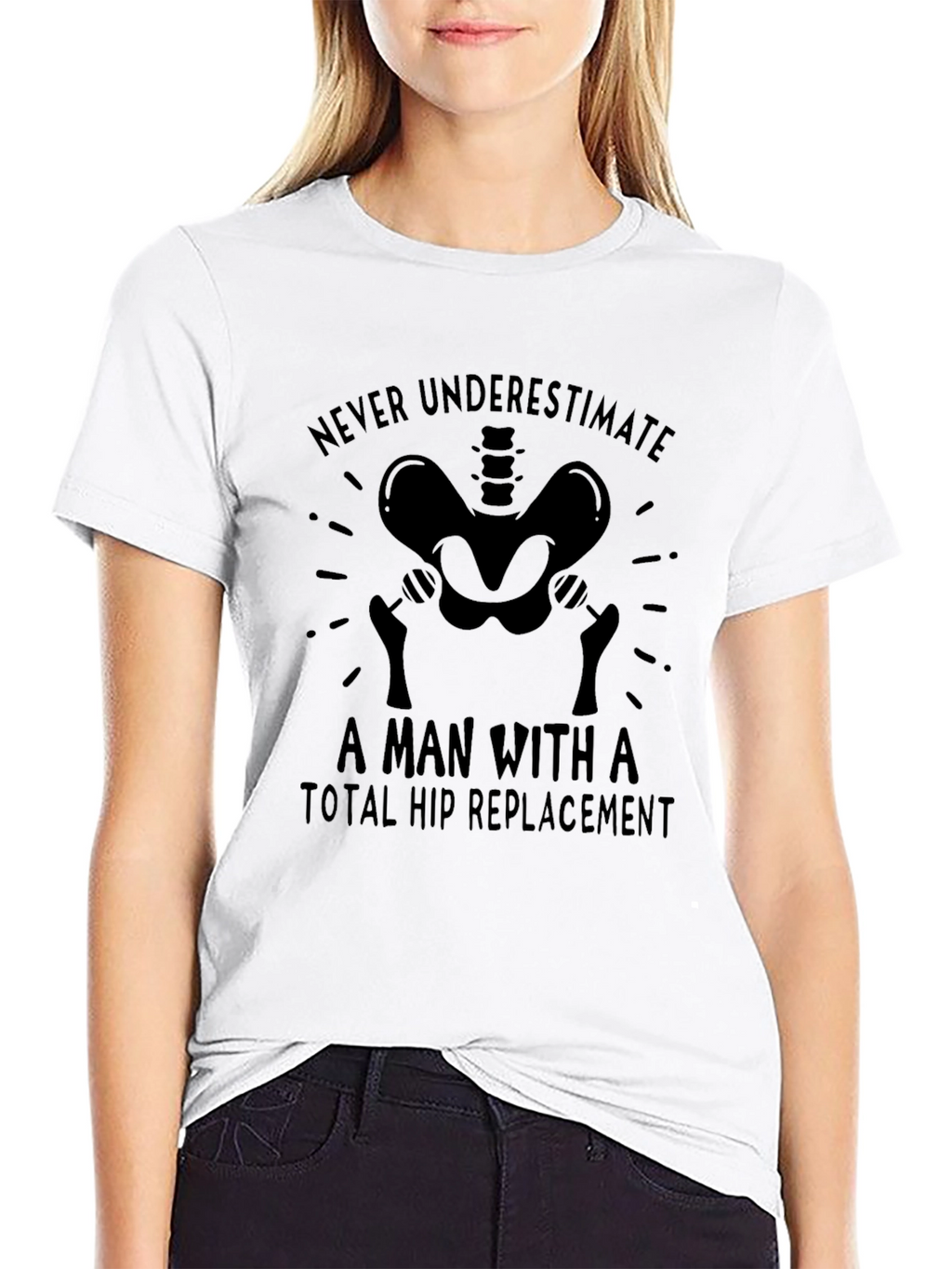 Total Hip Replacement Funny Black T-Shirt