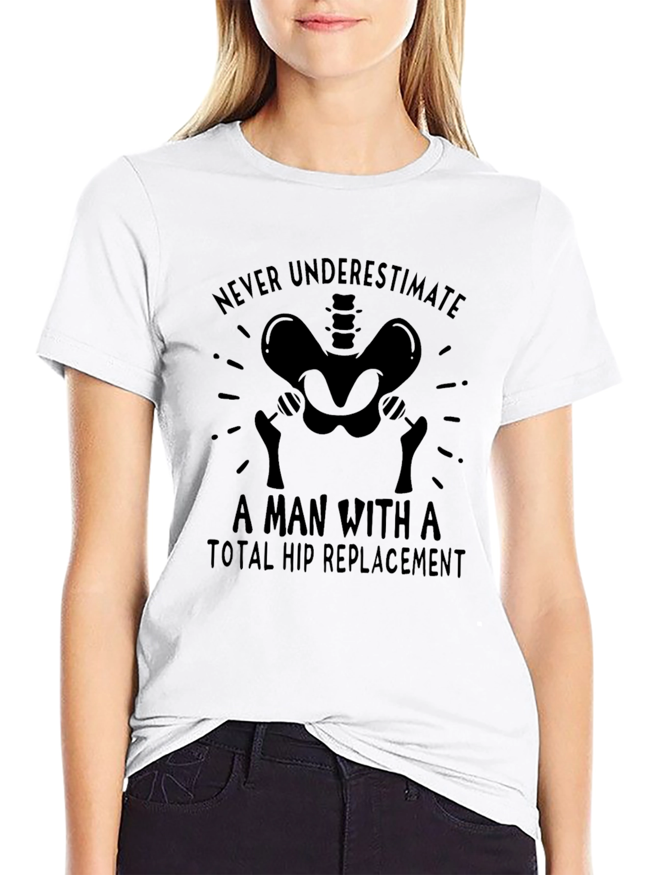 Total Hip Replacement Funny Black T-Shirt