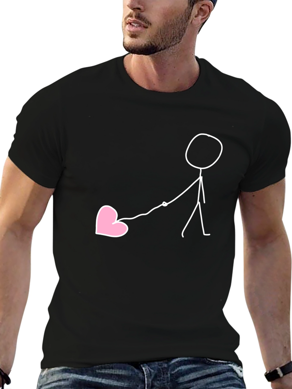 Stick Figure Heart Lead Graphic Tee