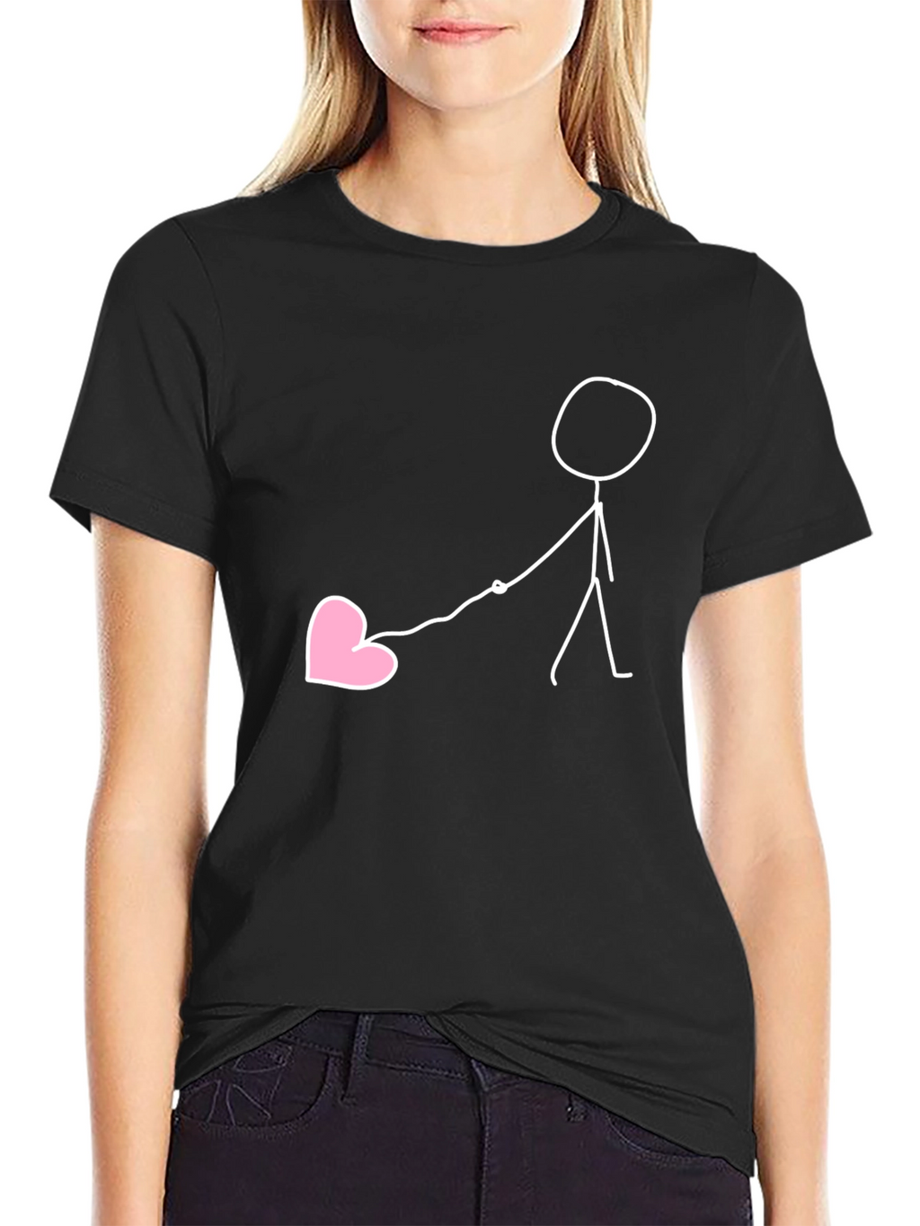 Stick Figure Heart Lead Graphic Tee
