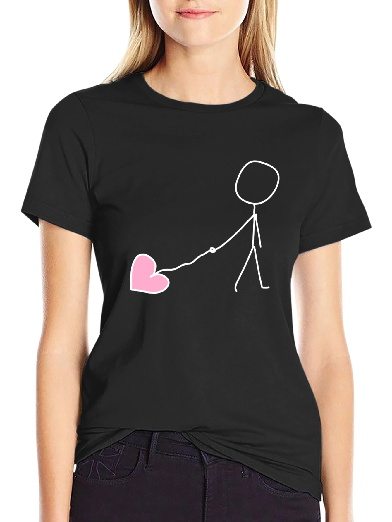 Stick Figure Heart Lead Graphic Tee