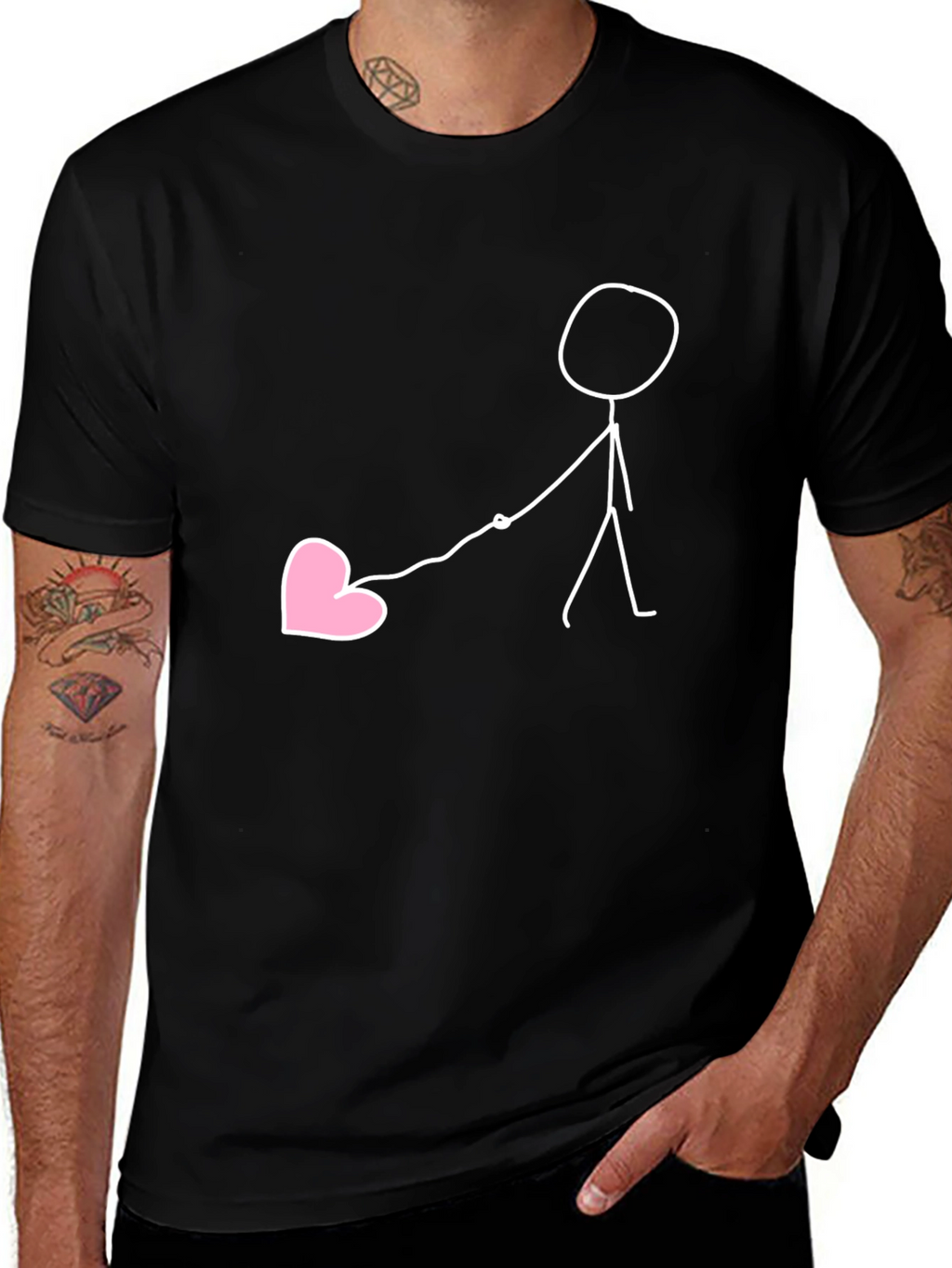 Stick Figure Heart Lead Graphic Tee