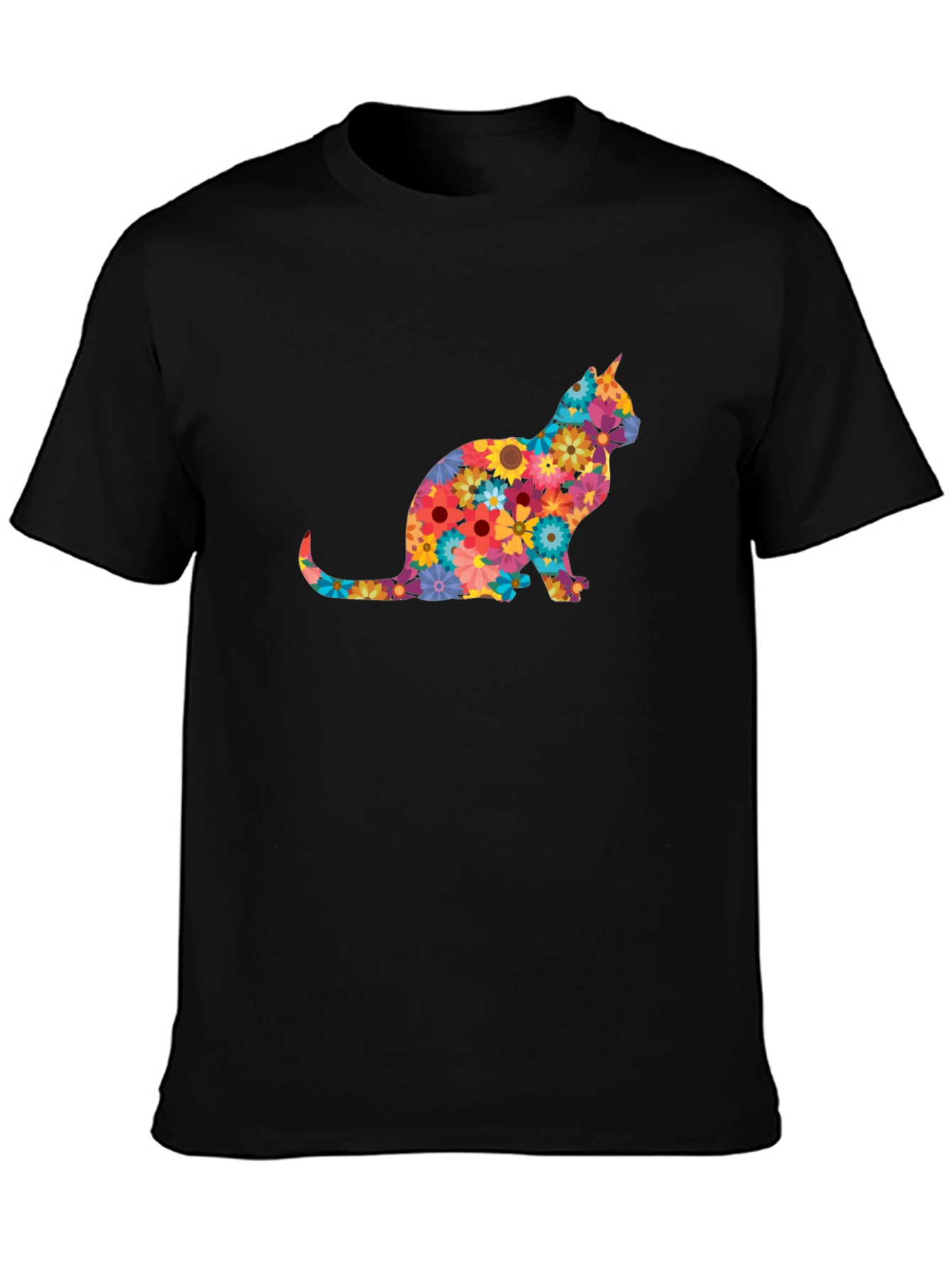 Floral Cat Graphic Tee - Stylish & Unique Design