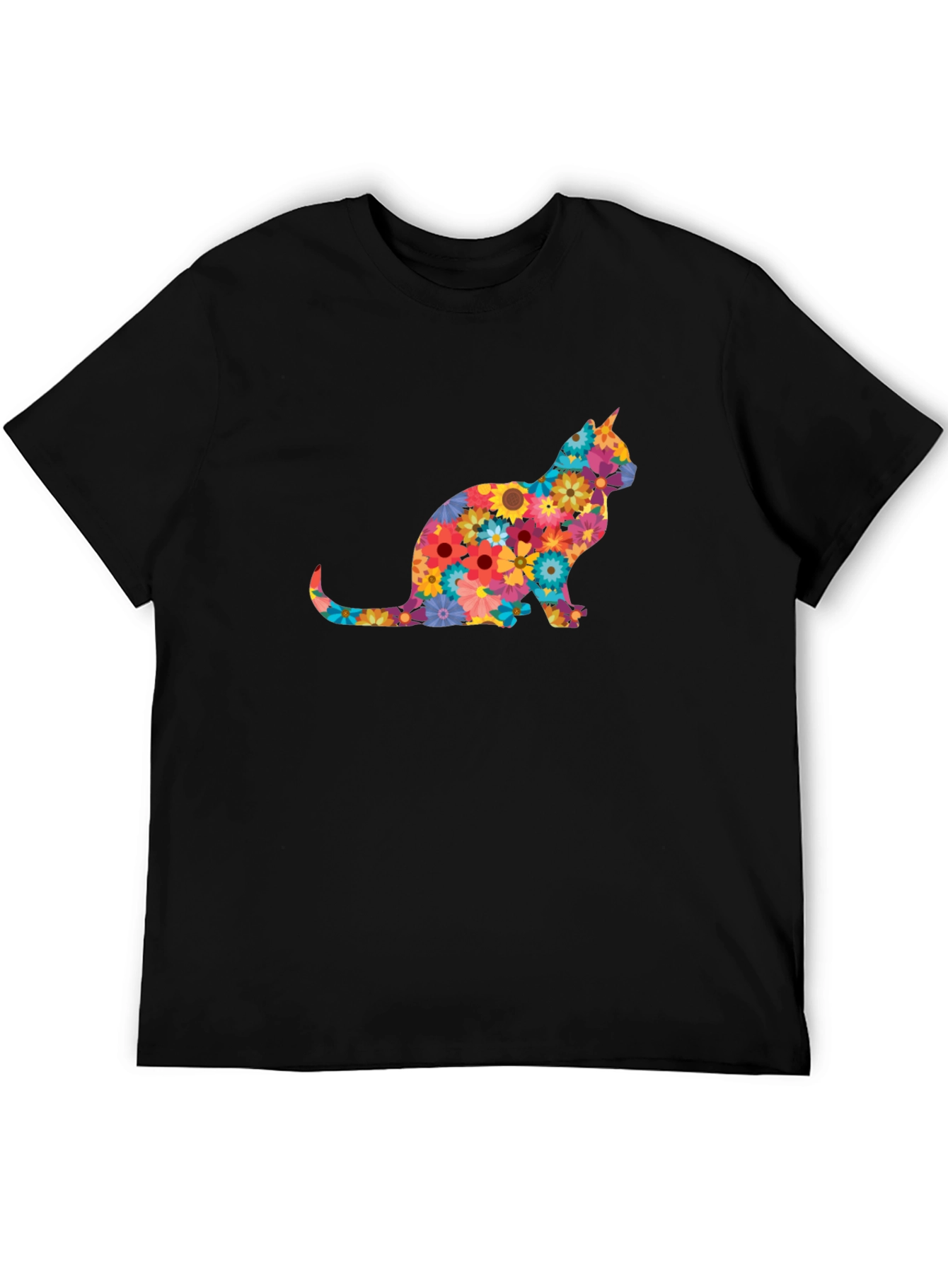 Floral Cat Graphic Tee - Stylish & Unique Design