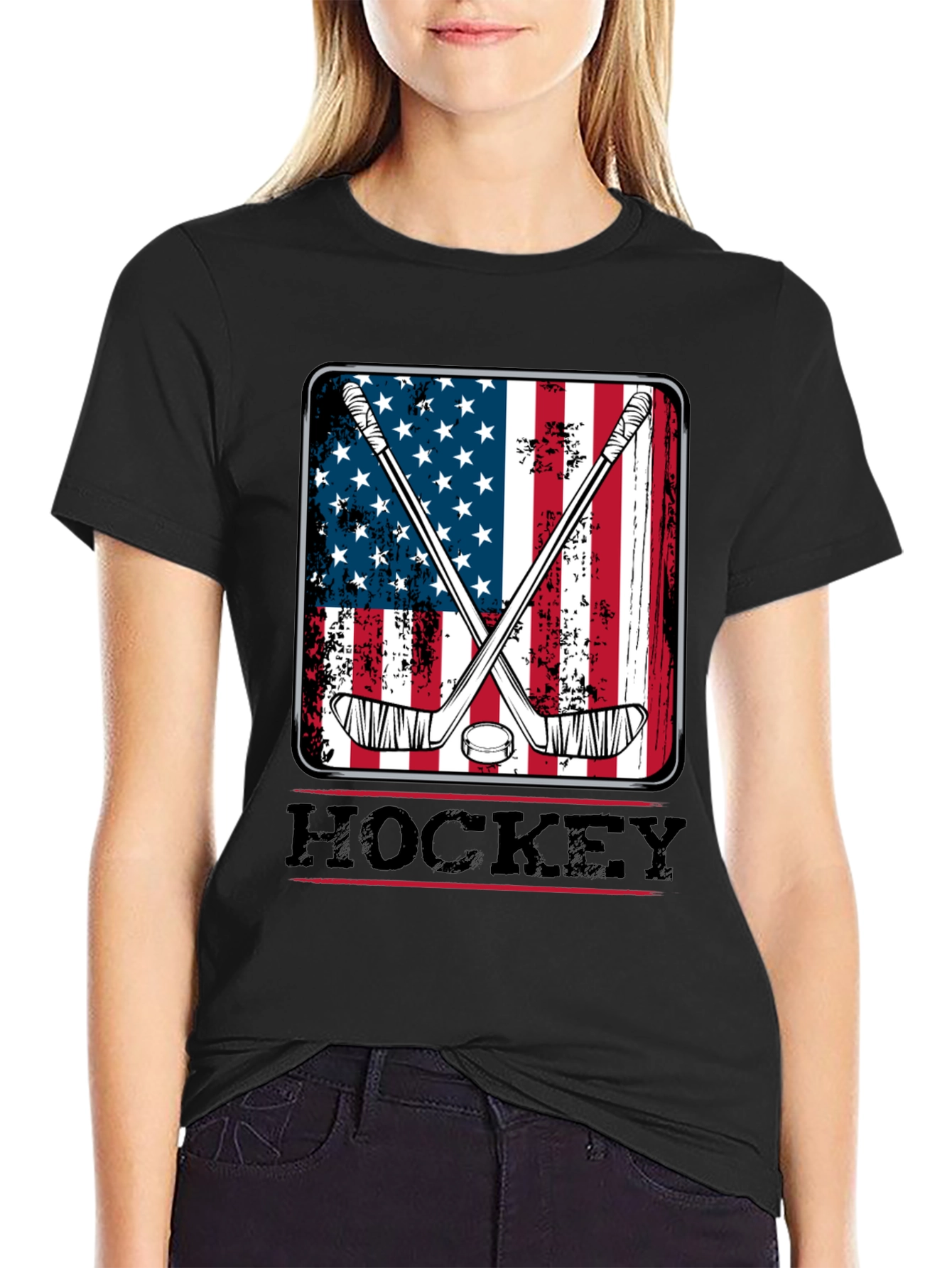 American Flag Hockey T-Shirt