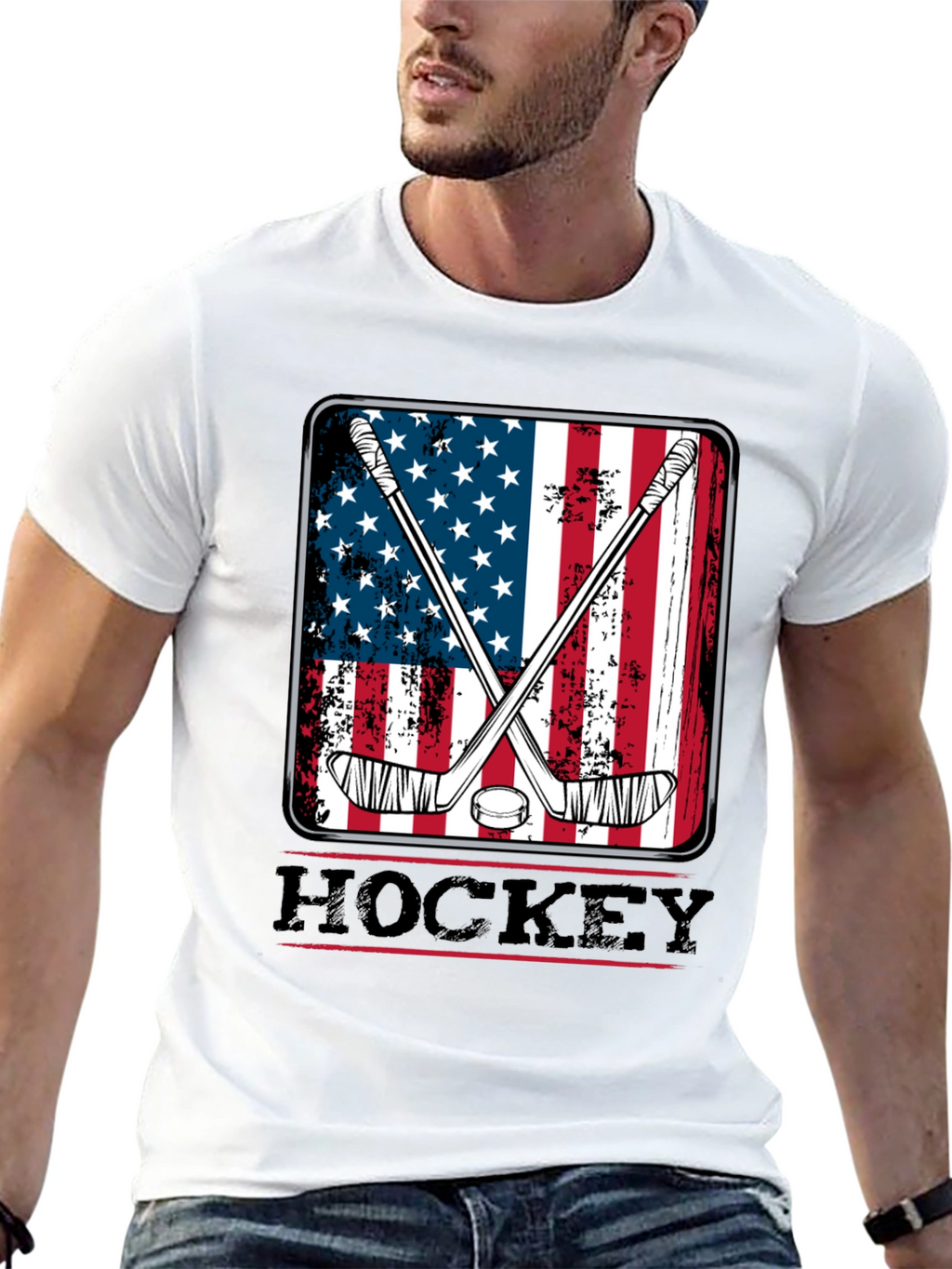 American Flag Hockey T-Shirt