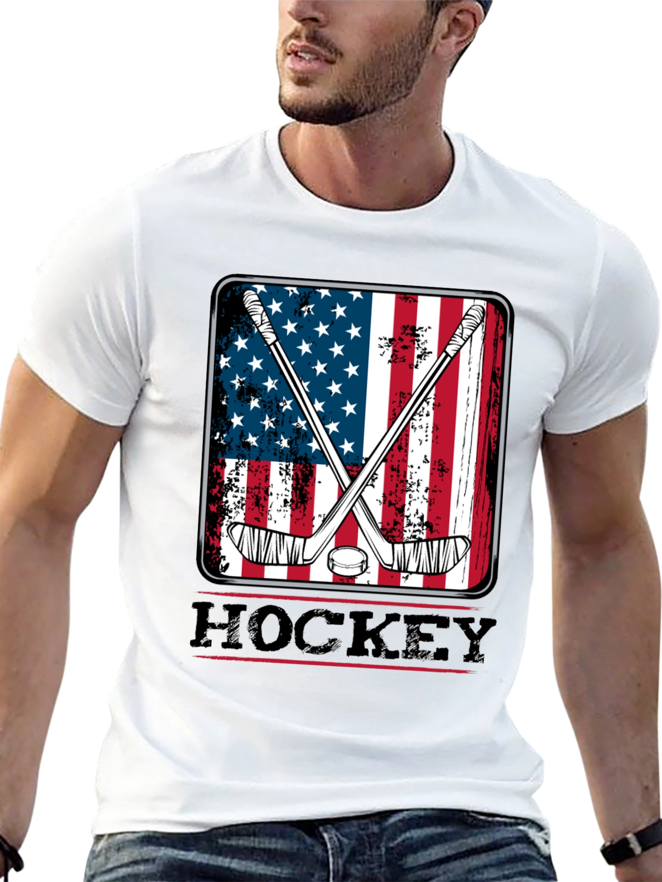American Flag Hockey T-Shirt