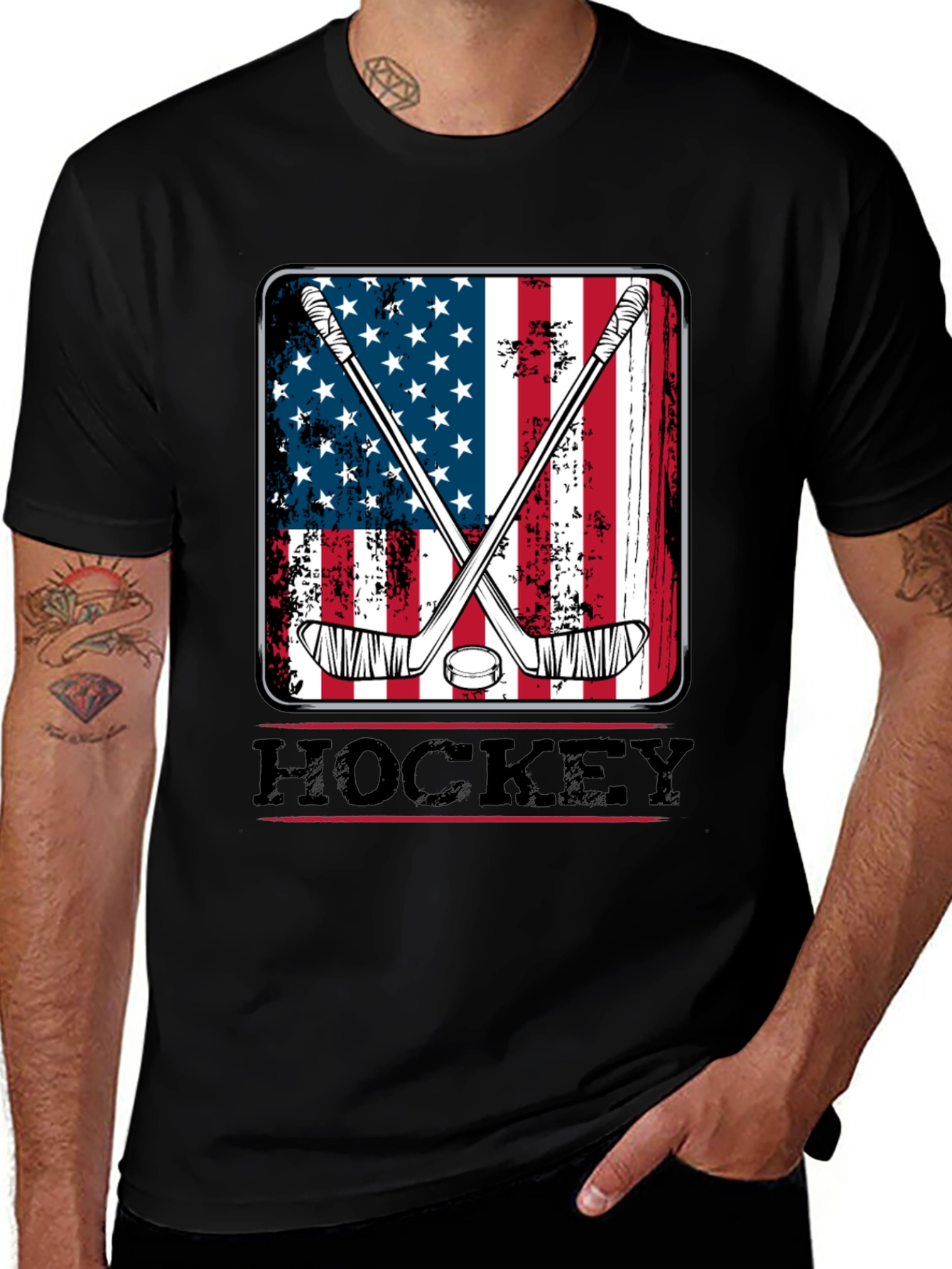 American Flag Hockey T-Shirt