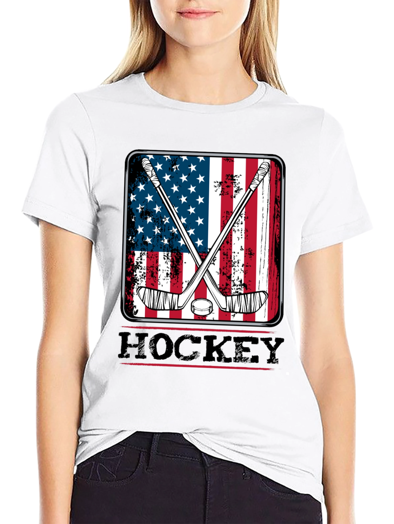 American Flag Hockey T-Shirt