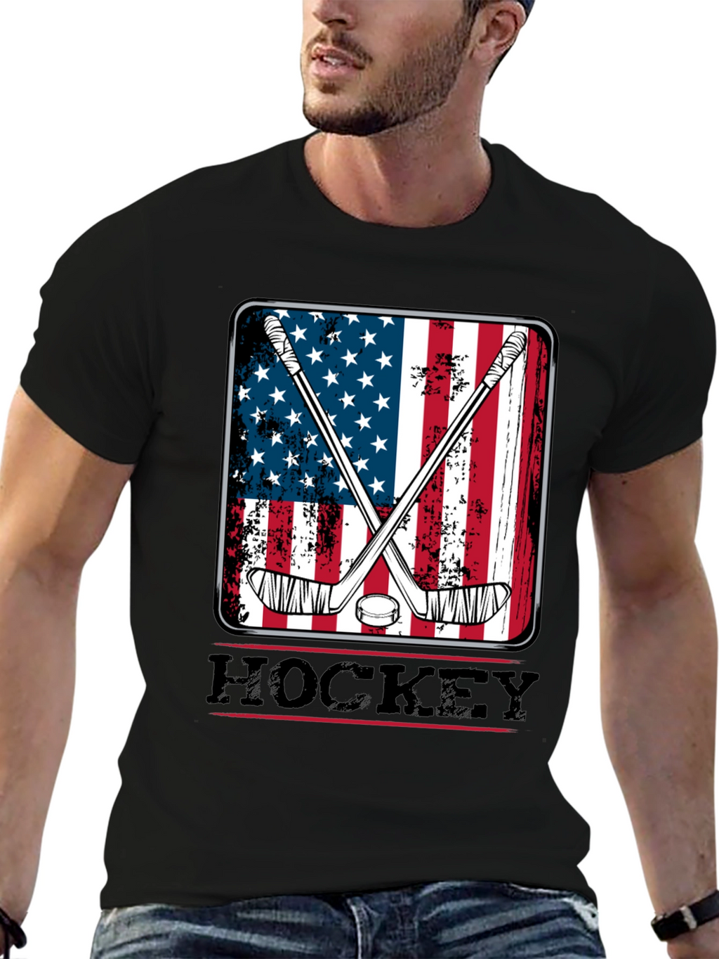 American Flag Hockey T-Shirt