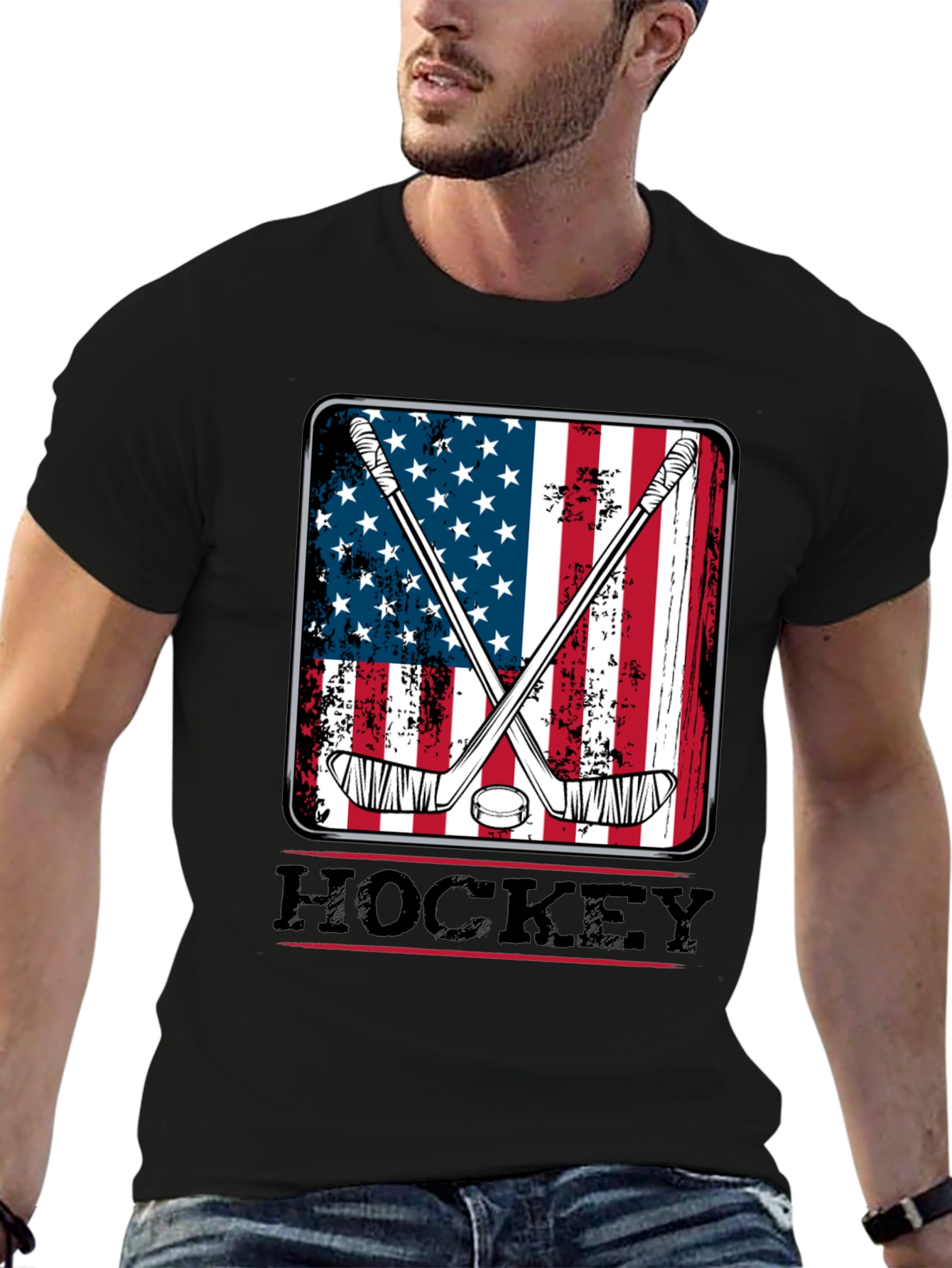 American Flag Hockey T-Shirt
