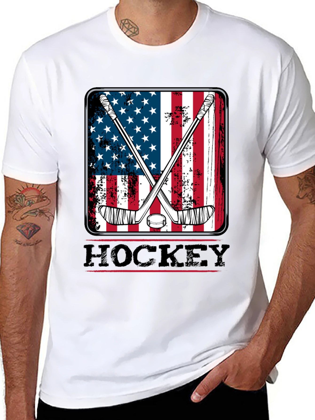 American Flag Hockey T-Shirt